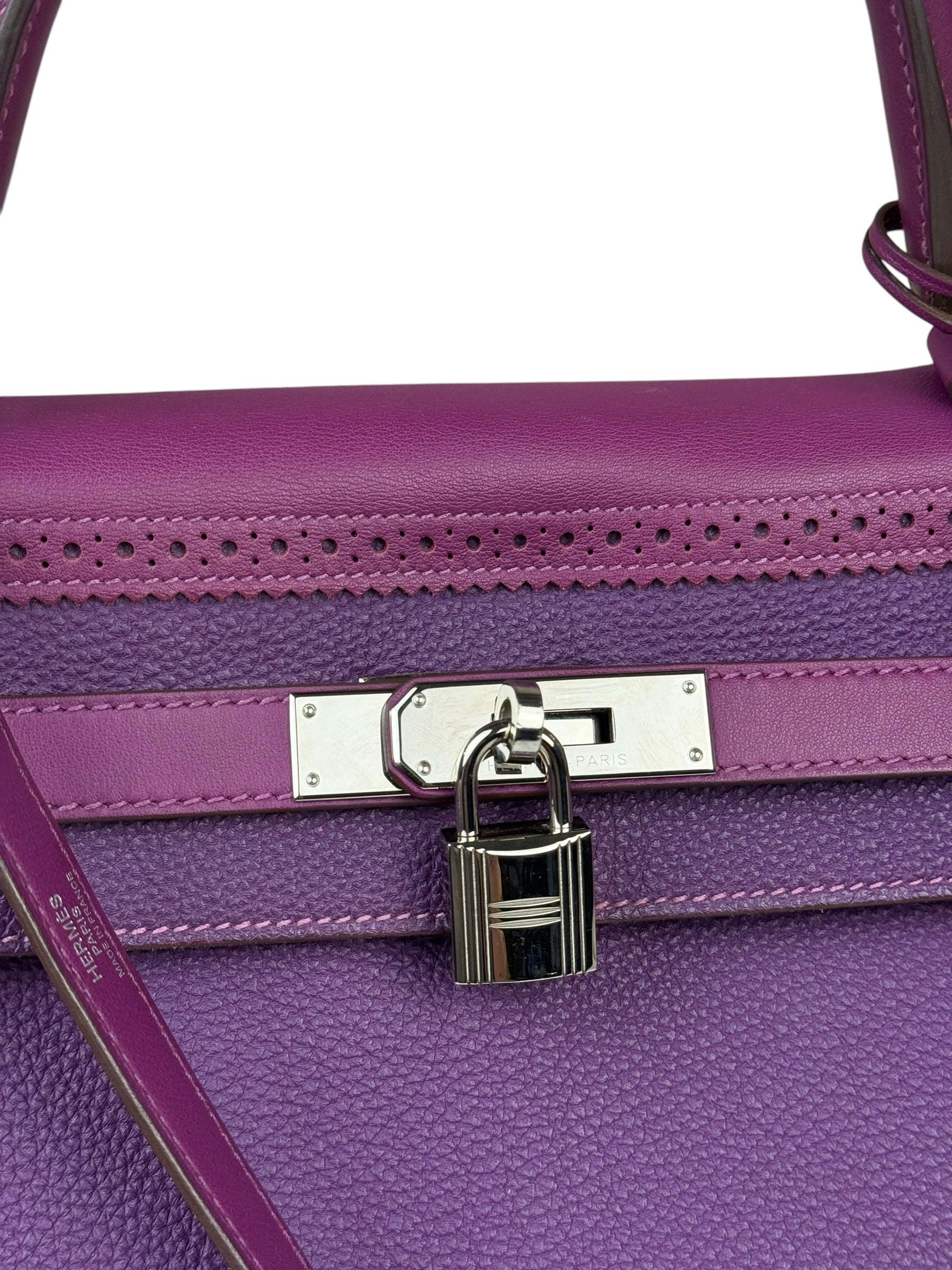 Hermes Kelly 35 Purple Ghillies Swift Togo Leather Handbag 2015