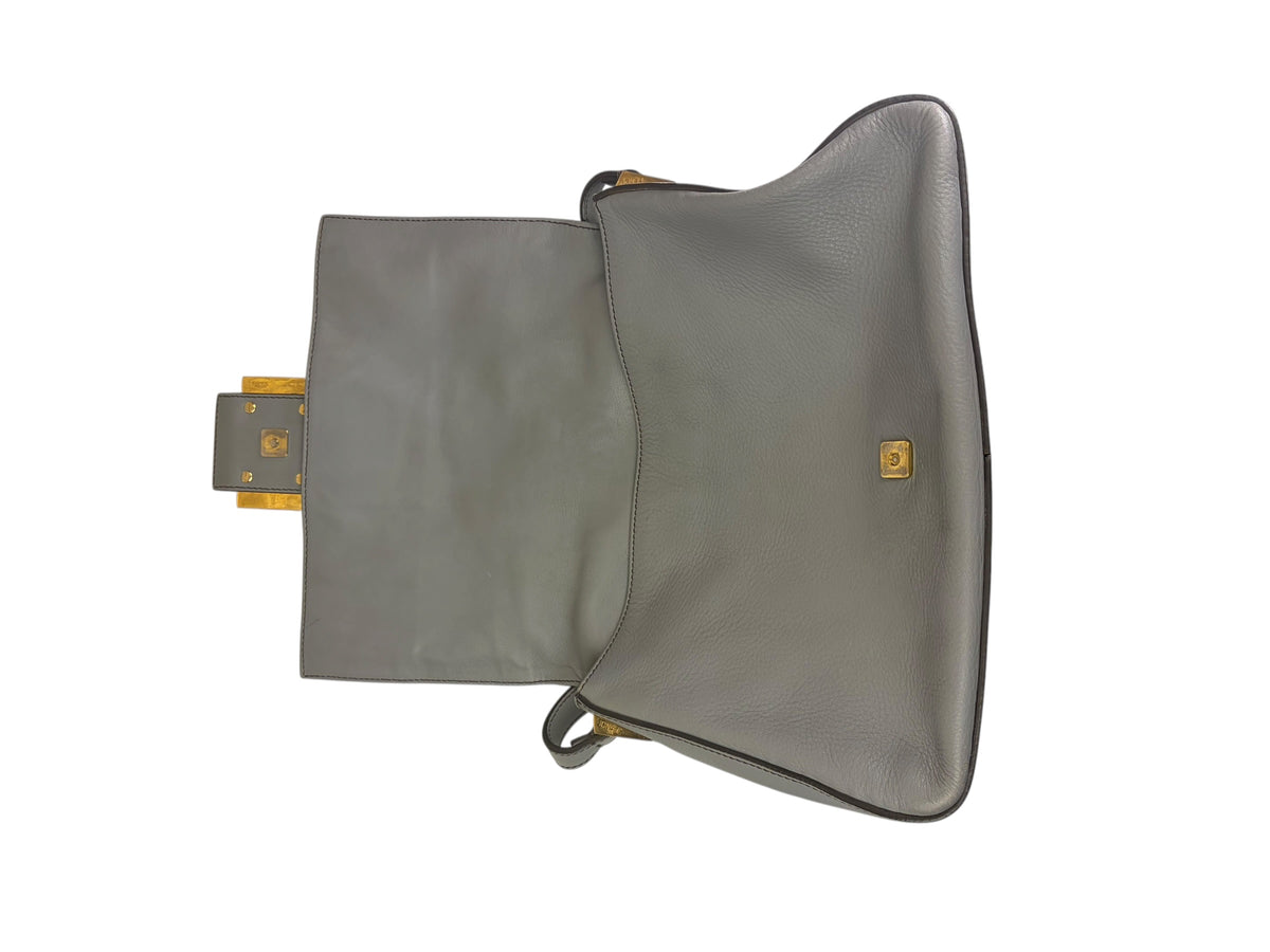 Fendi Grey Leather Shoulder Bag
