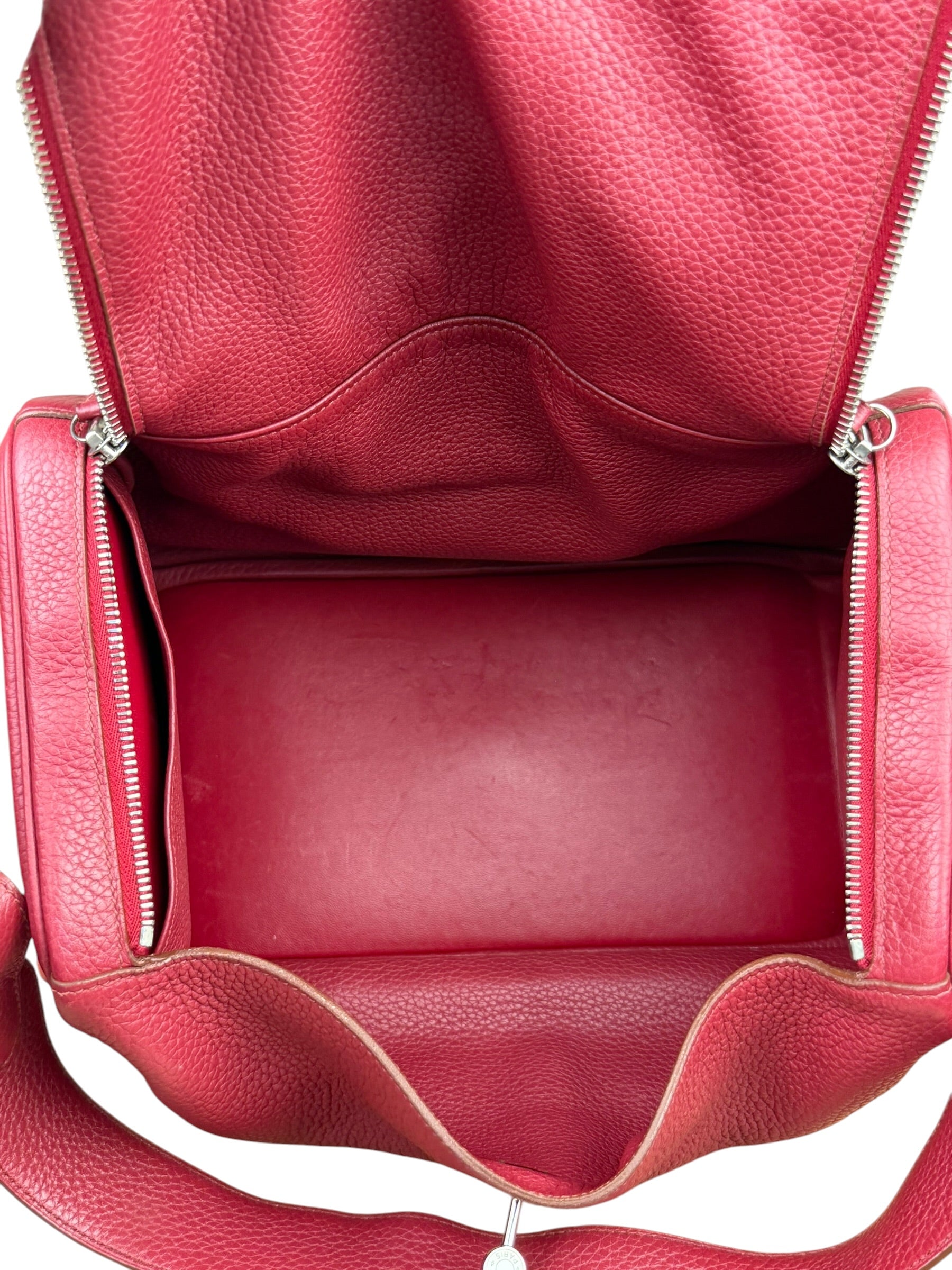 Hermes Lindy 34 Red/Fuchsia Clemence Leather Handbag 2014