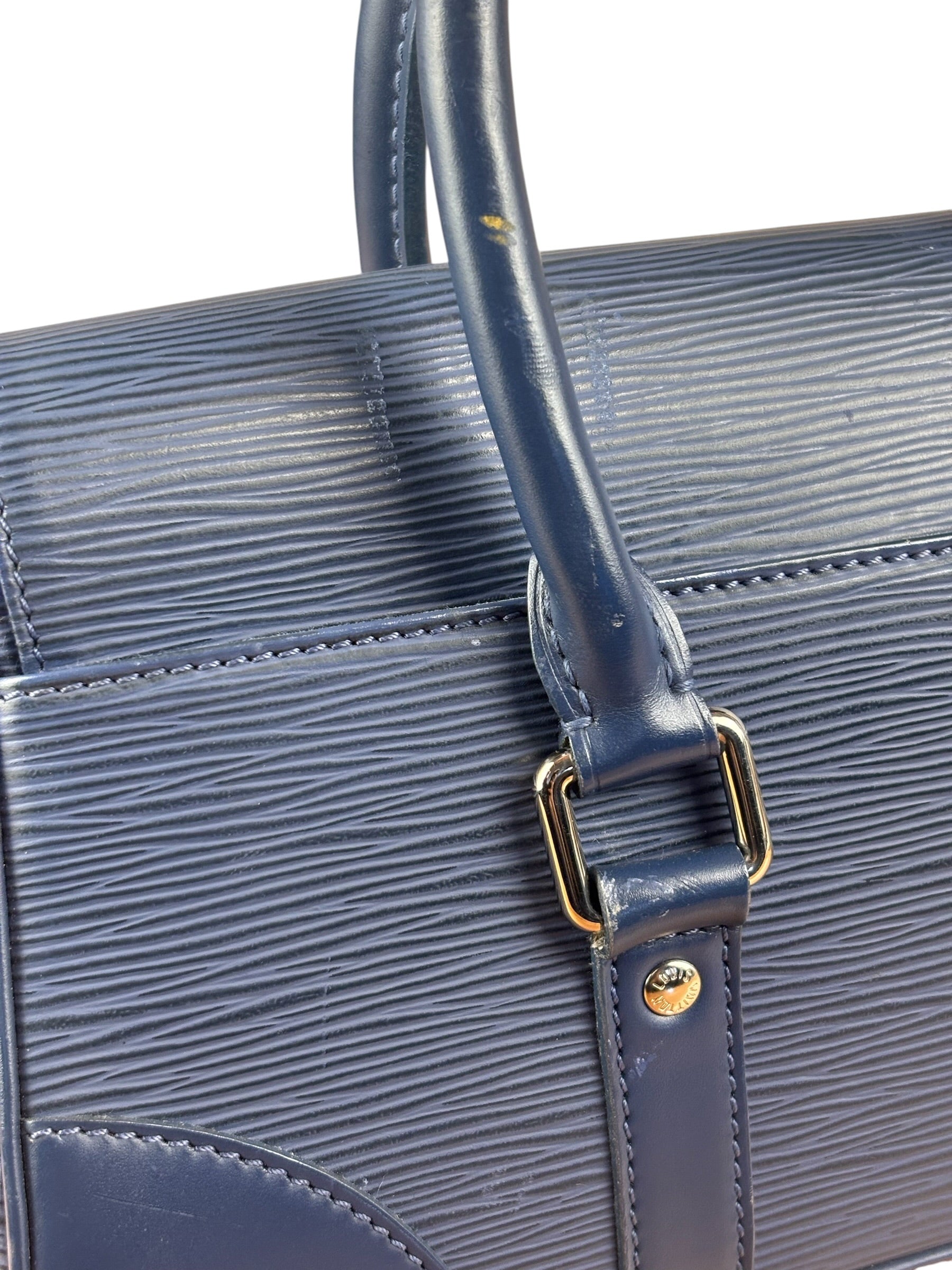 Louis Vuitton Navy Blue Leather Epi Segur Handbag PM