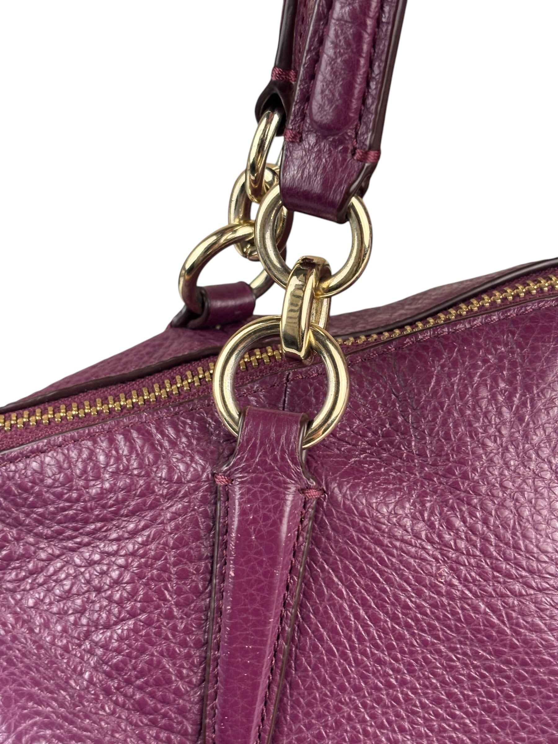 Coach Purple Pebbled Leather Small Kelsey Satchel Two-Way Bag
