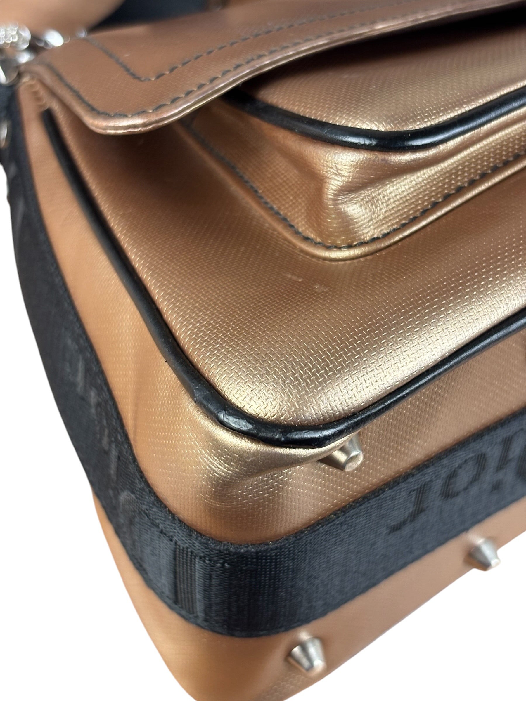 Christian Dior Bronze Coated Canvas Hardcore Shoulder Bag
