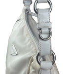 Prada White Tessuto Nylon Leather Trim Shoulder Bag