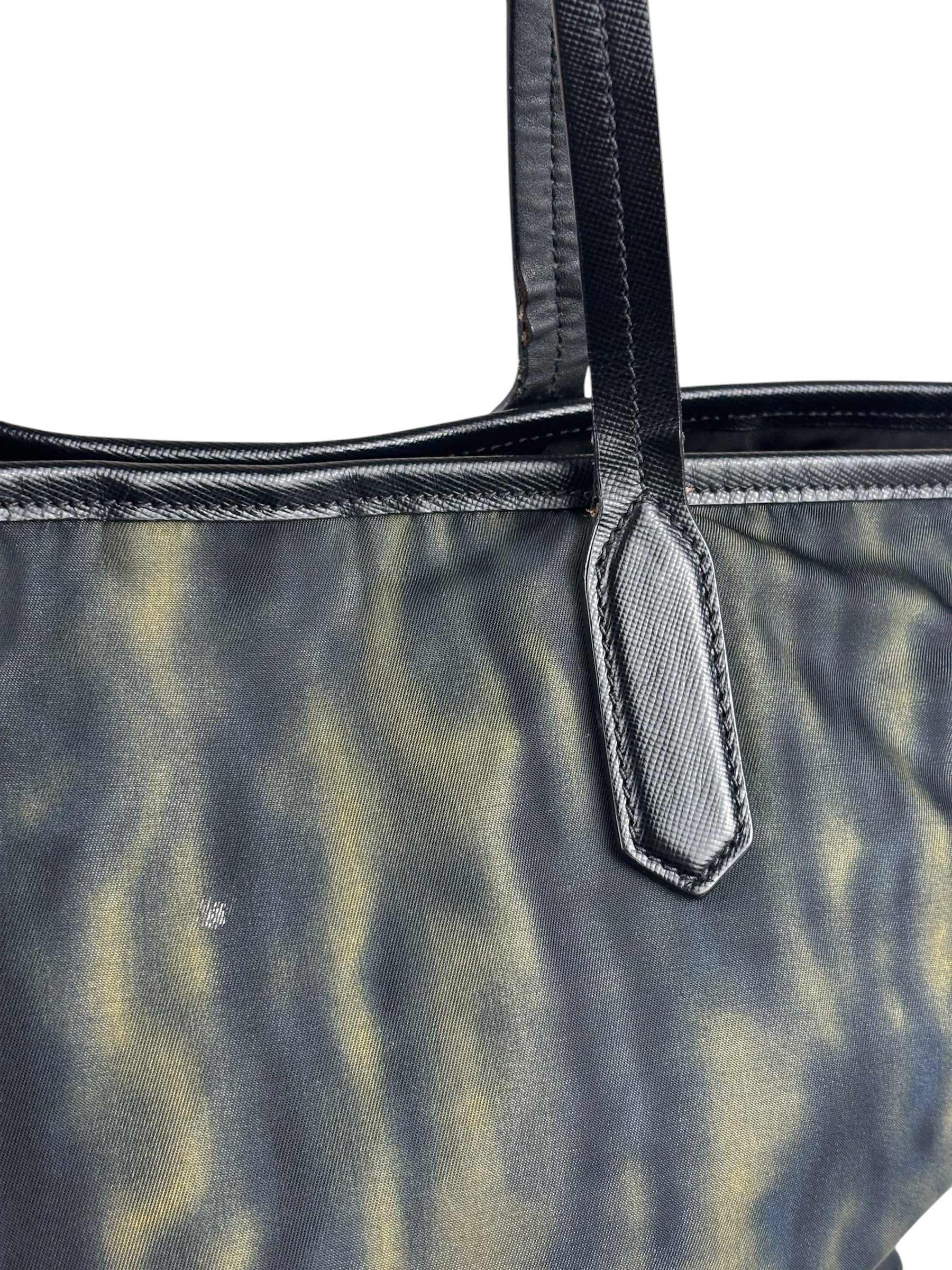 Prada Green/Black Nylon Tessuto Stampato Shoulder Bag