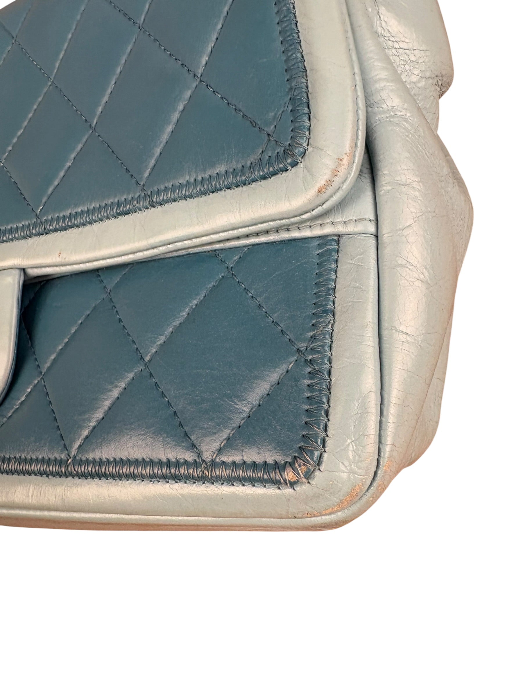 Chanel CC Two-Toned Blue Leather Flap Bag 2014