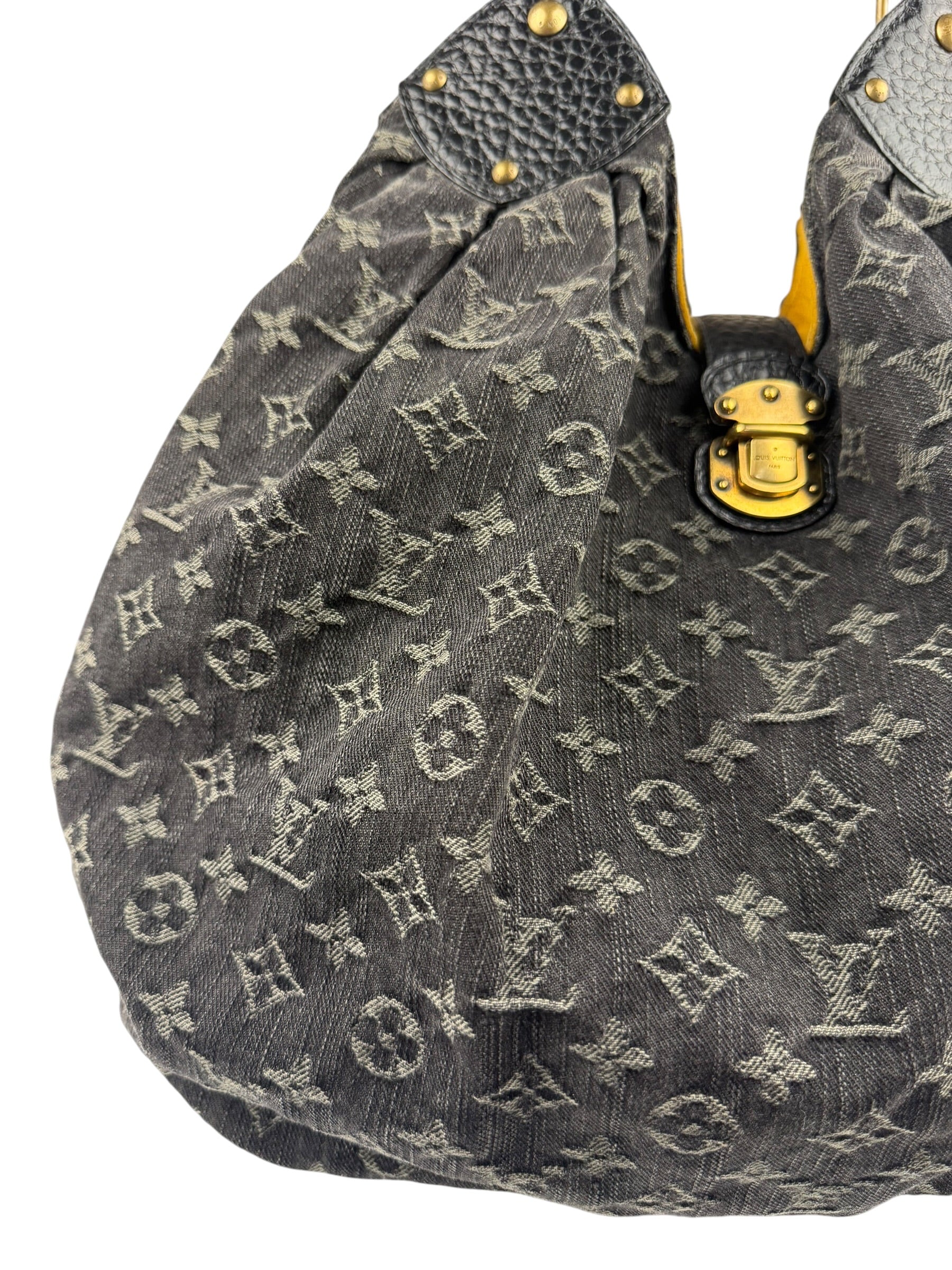 Louis Vuitton Black Denim Mahina Hobo Bag XL