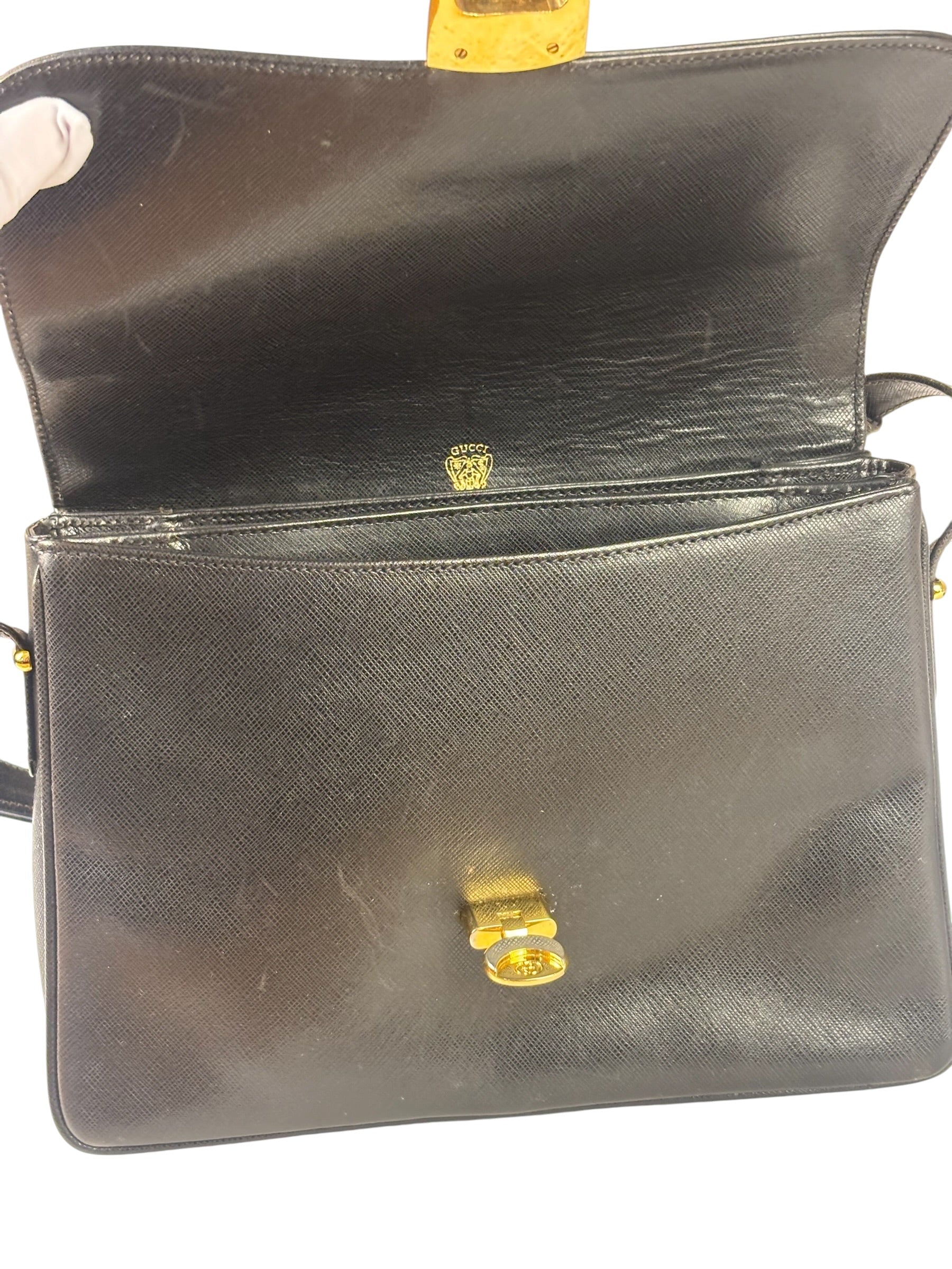 Gucci Black Leather Flap Bag