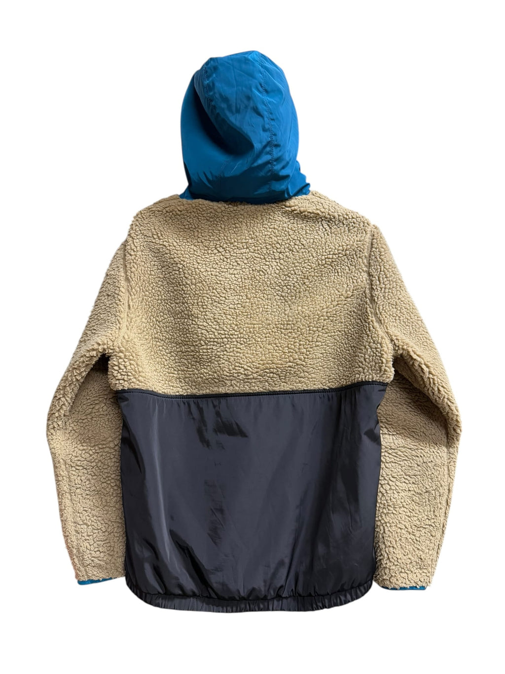 Coach Black/Blue/Beige Nylon Deep Pile Fleece Hooded Jacket