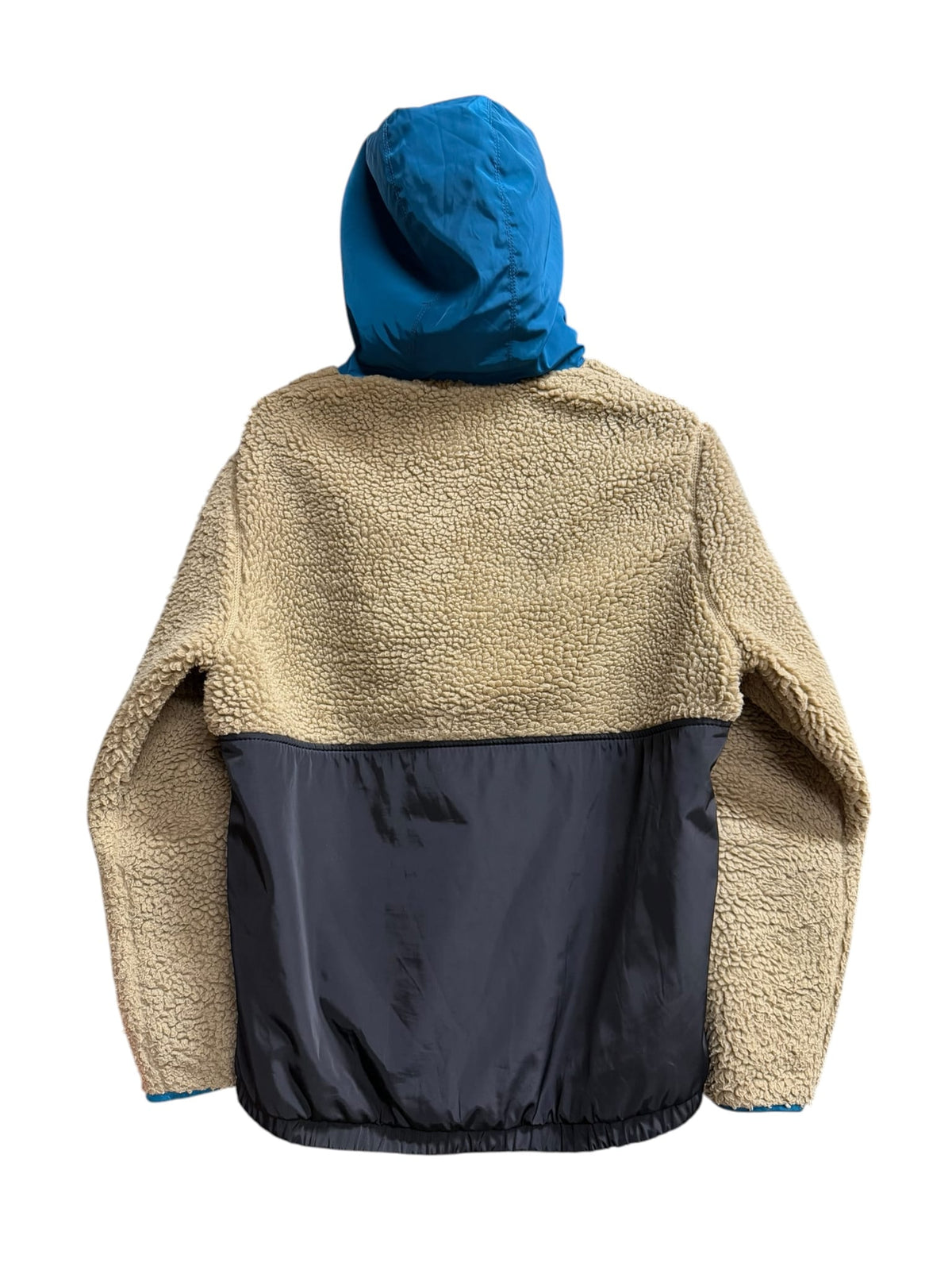 Coach Black/Blue/Beige Nylon Deep Pile Fleece Hooded Jacket