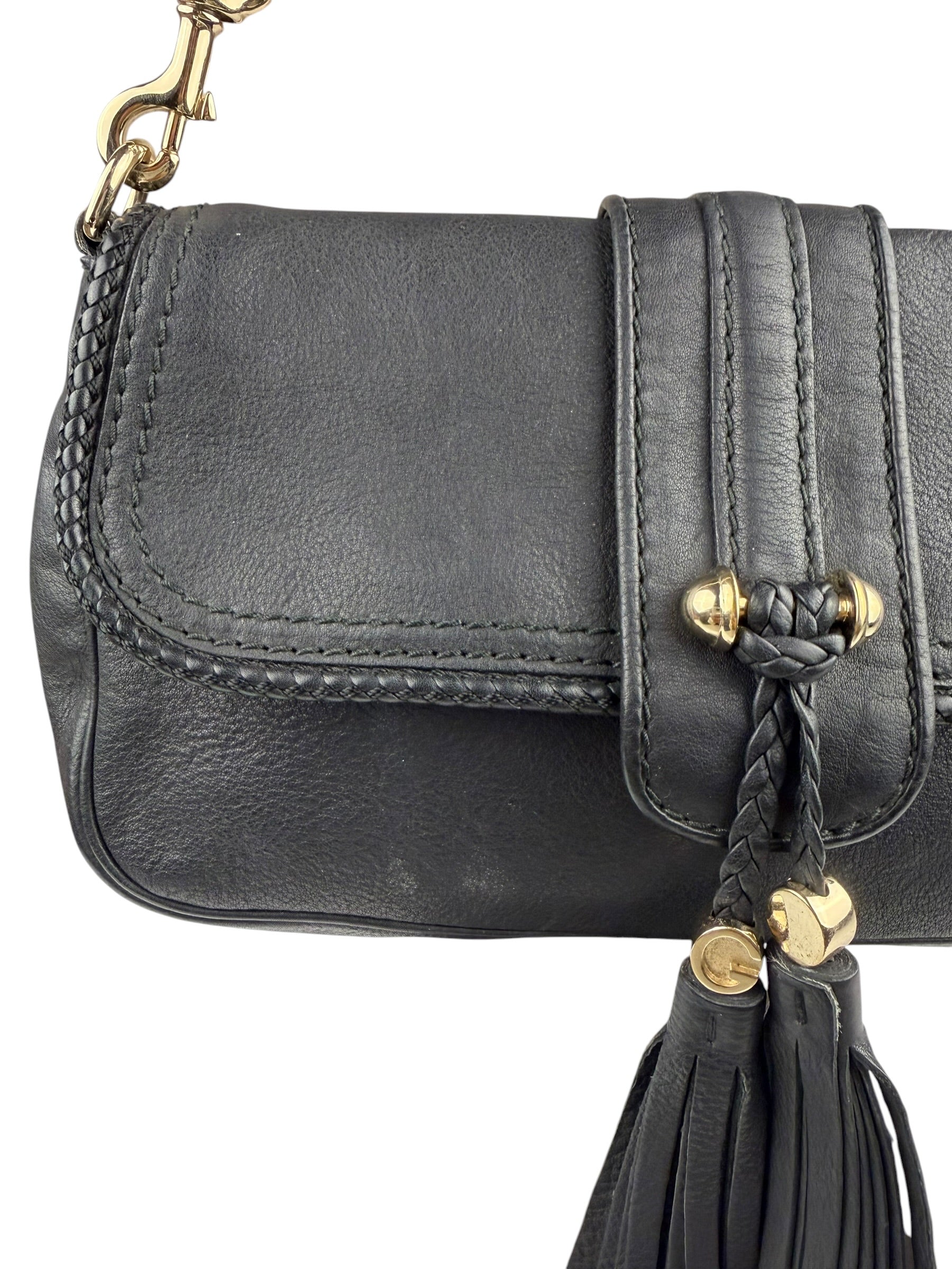 Gucci Black Leather Marrakech Evening Shoulder Bag