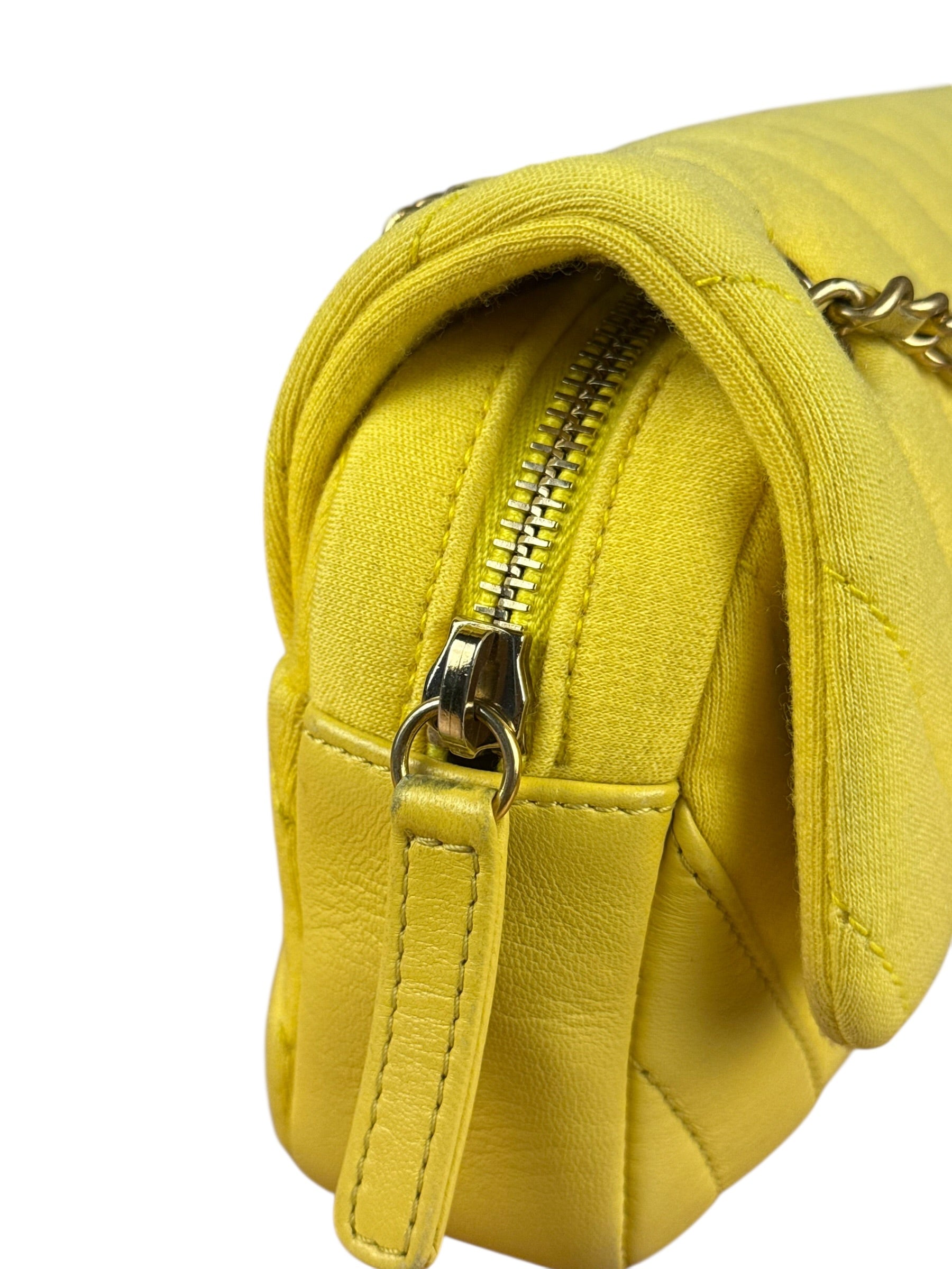 Chanel Yellow Chevron Flap Chain Shoulder Bag 2015