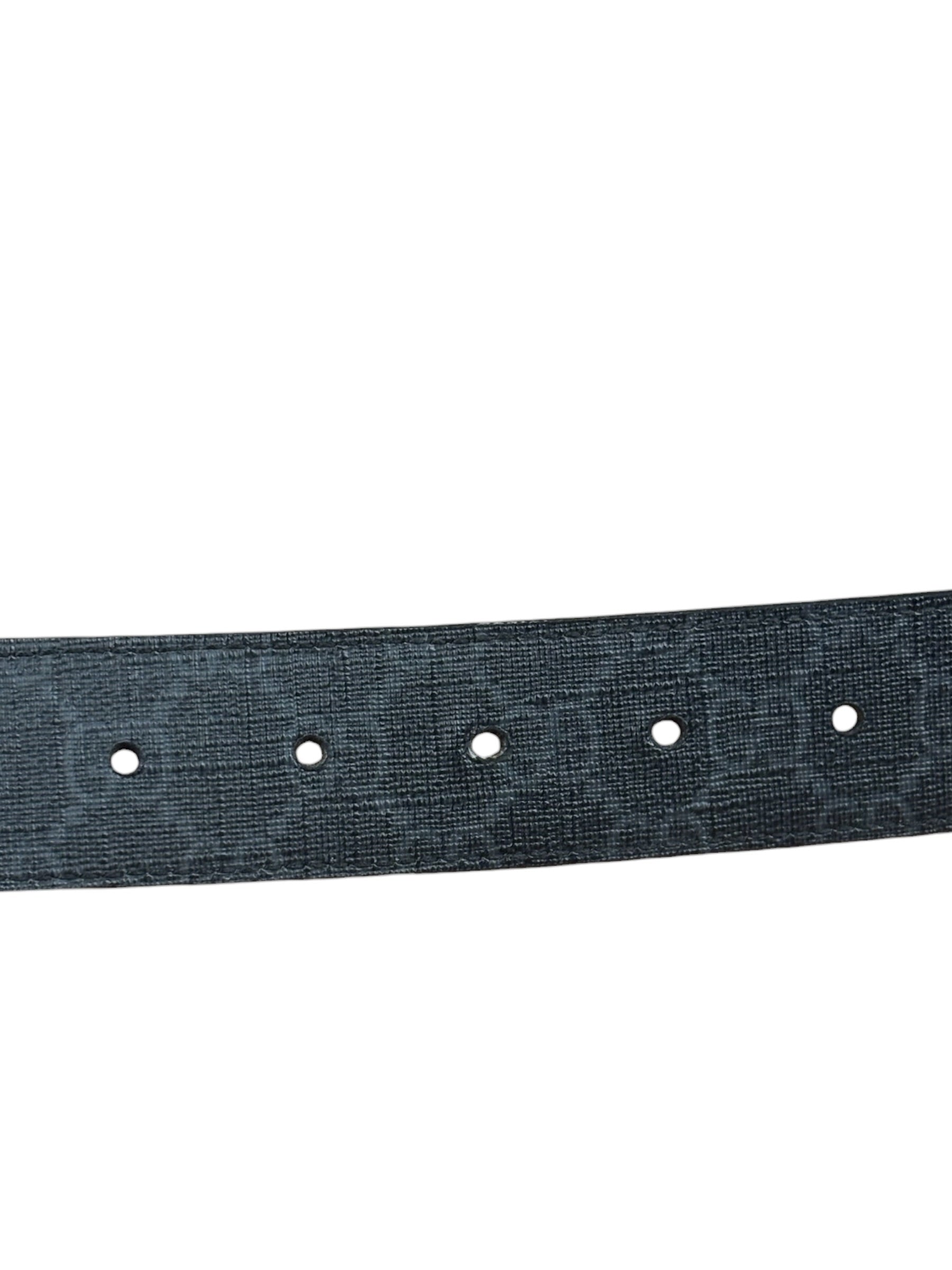 Gucci GG Leather Supreme Canvas Rectangular Buckle Belt