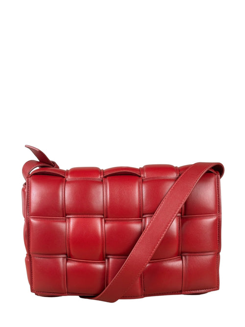 Bottega Veneta Red Intrecciato Padded Cassette Flap Bag