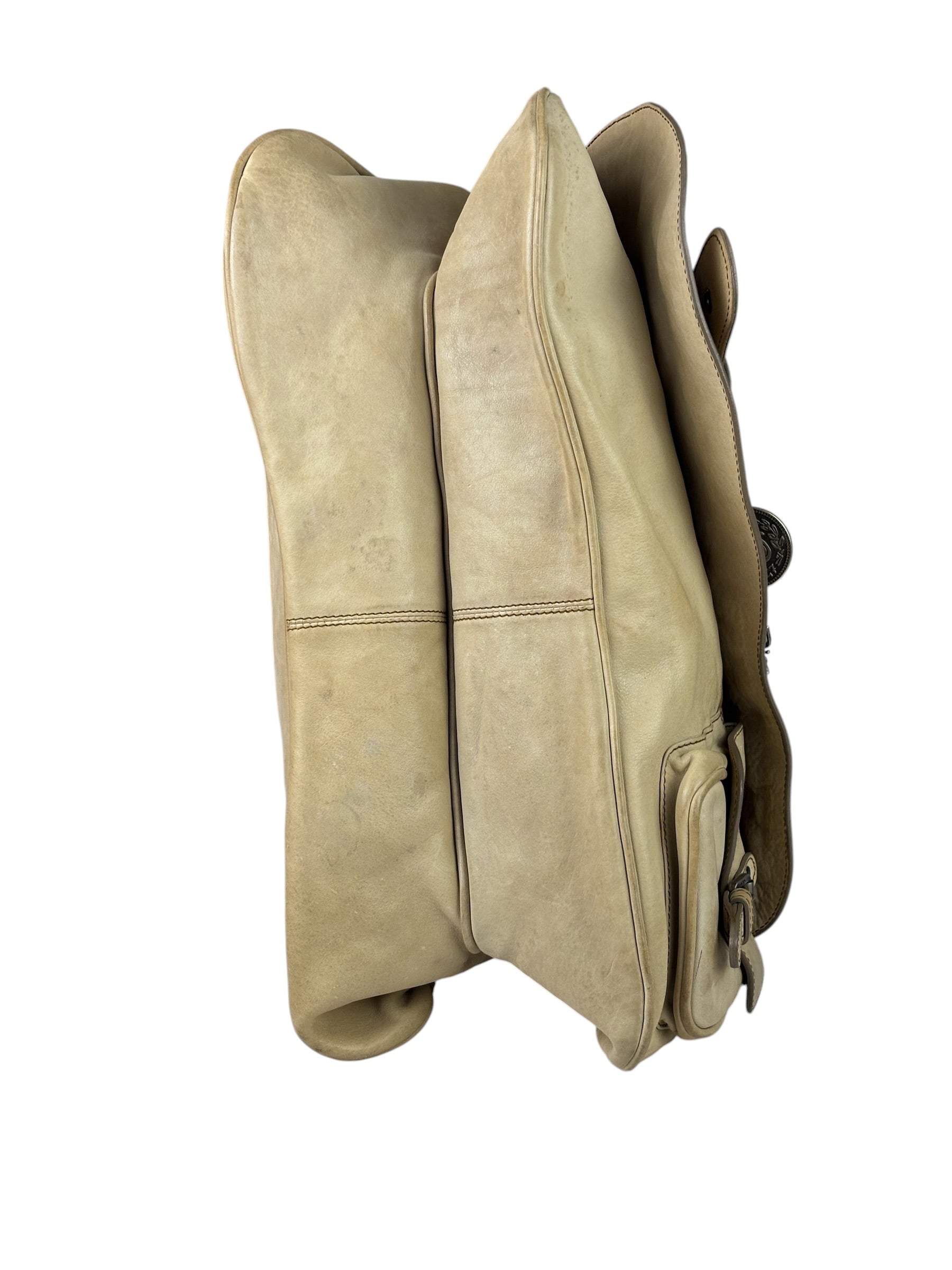 Christian Dior Beige Large Gaucho Double Saddle Shoulder Bag
