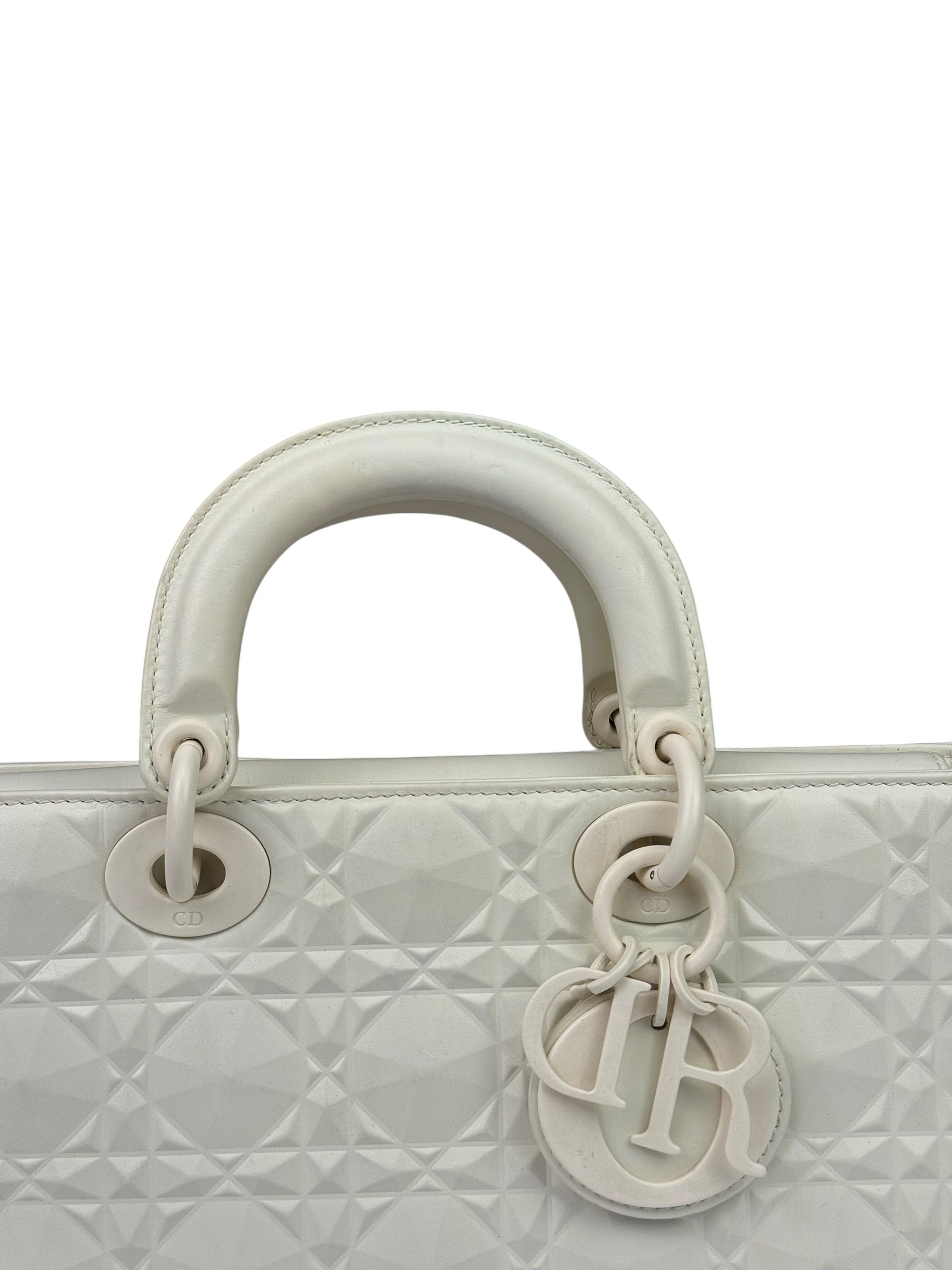 Christian Dior White Lady D-Joy Geometric 2Way Handbag