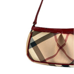 Burberry Red Patent Leather Trim Super Nova Check Pochette