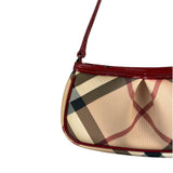 Burberry Red Patent Leather Trim Super Nova Check Pochette