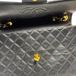 Chanel Vintage Black Quilted Leather Jumbo Flap Bag 1994
