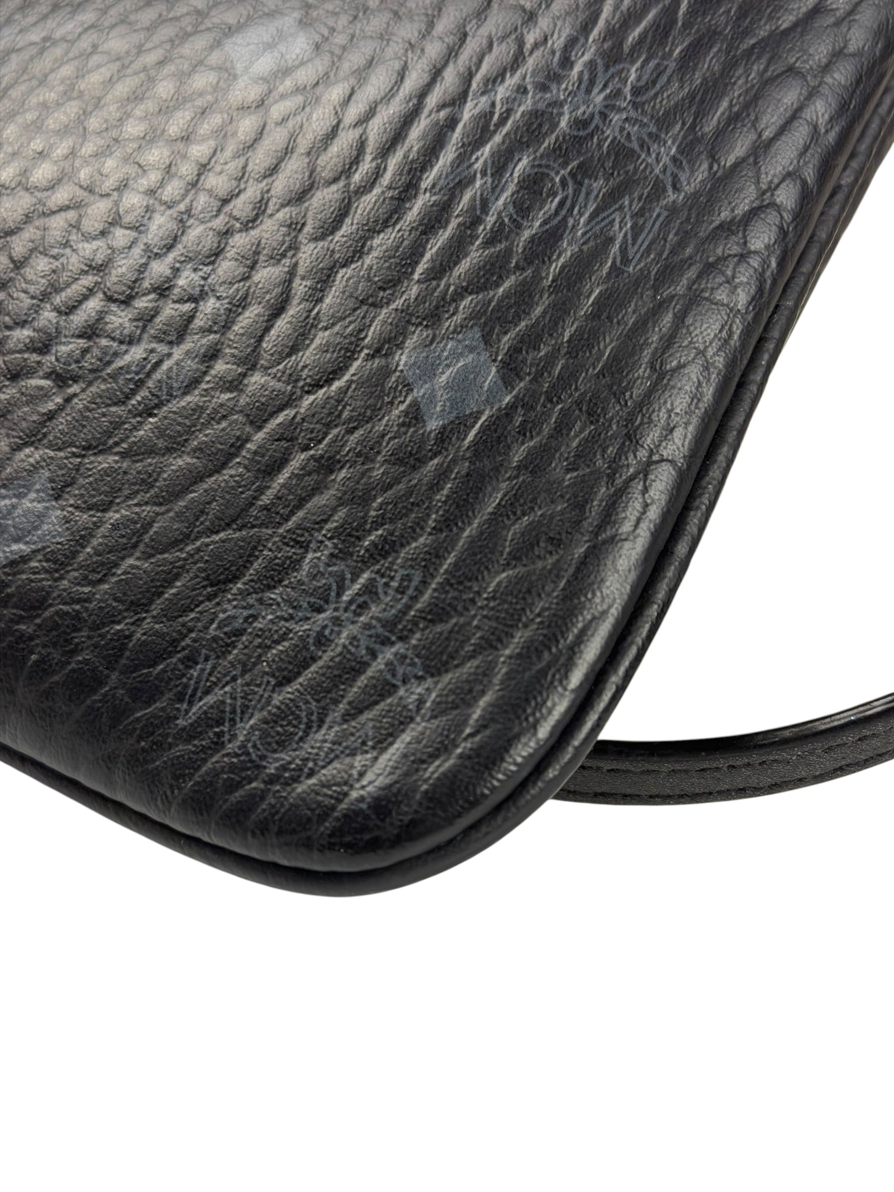 MCM Black Leather Visetos Monogram Pochette