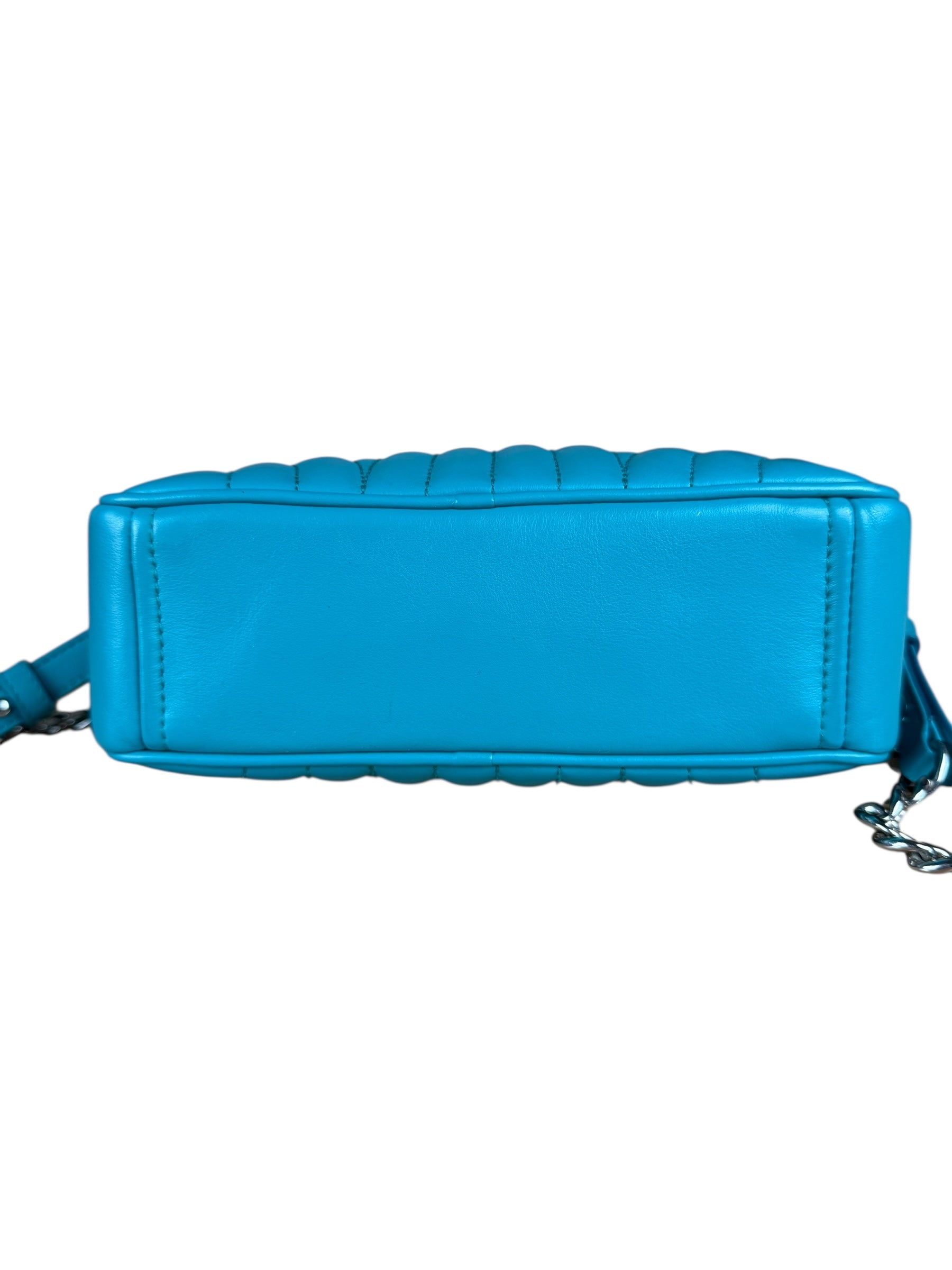 Prada Teal Diagramme Leather Chain Crossbody
