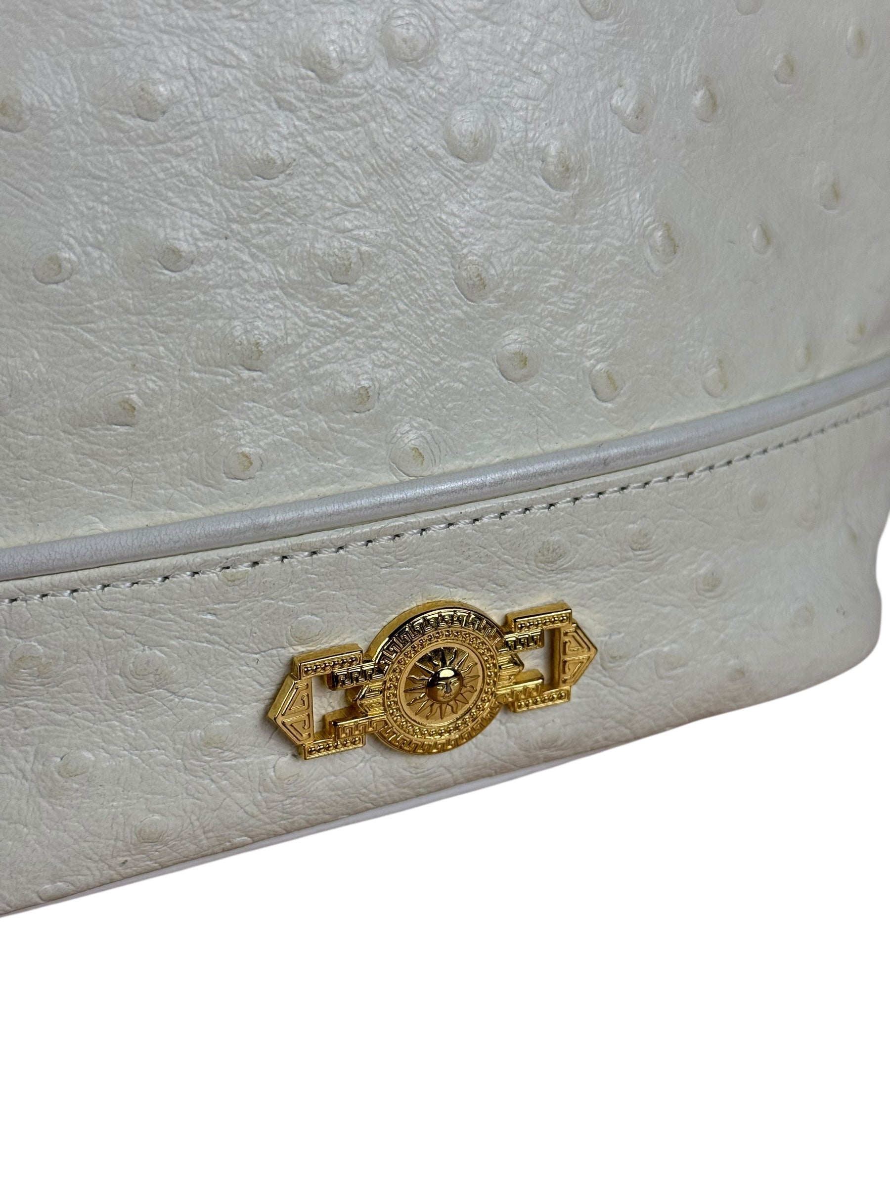 Versace Vintage Mini Osctrich Leather Top Handle Bag