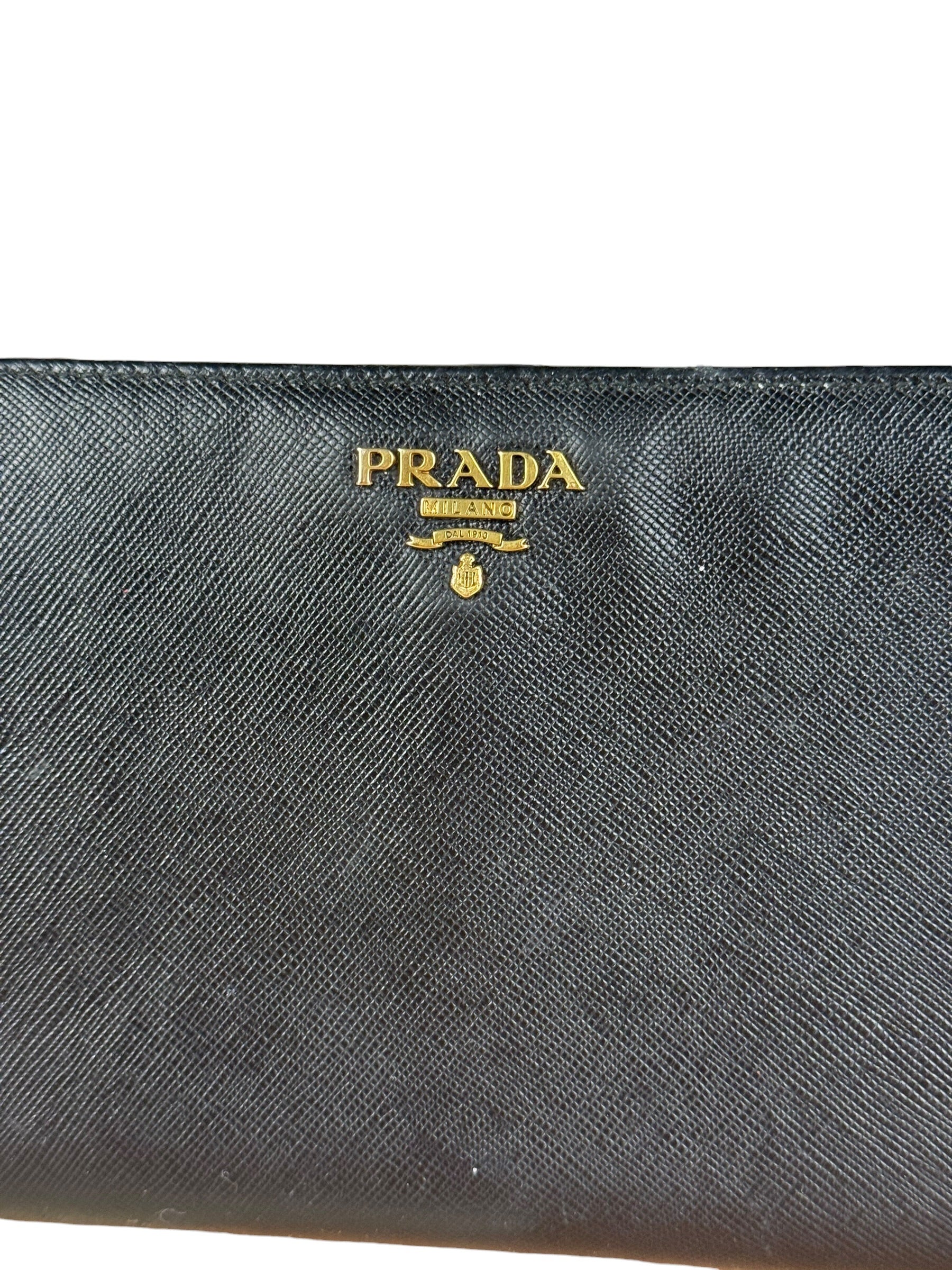 Prada Saffiano Leather Snap Long Wallet Black