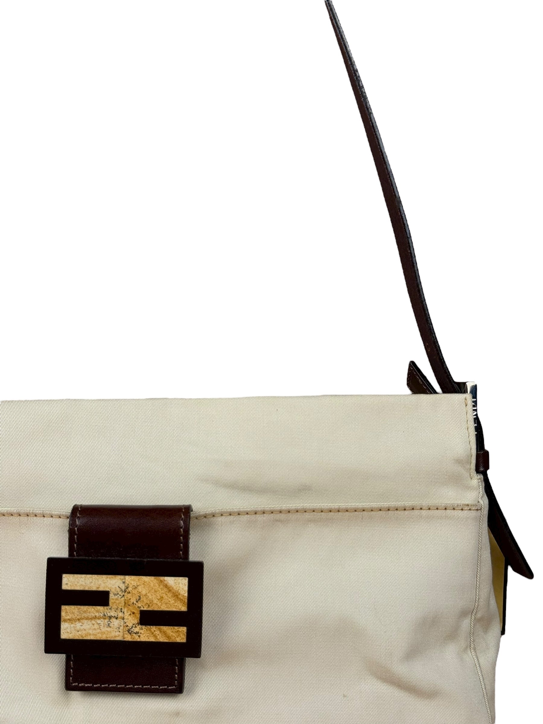 Fendi Cream Baguette Shoulder Bag