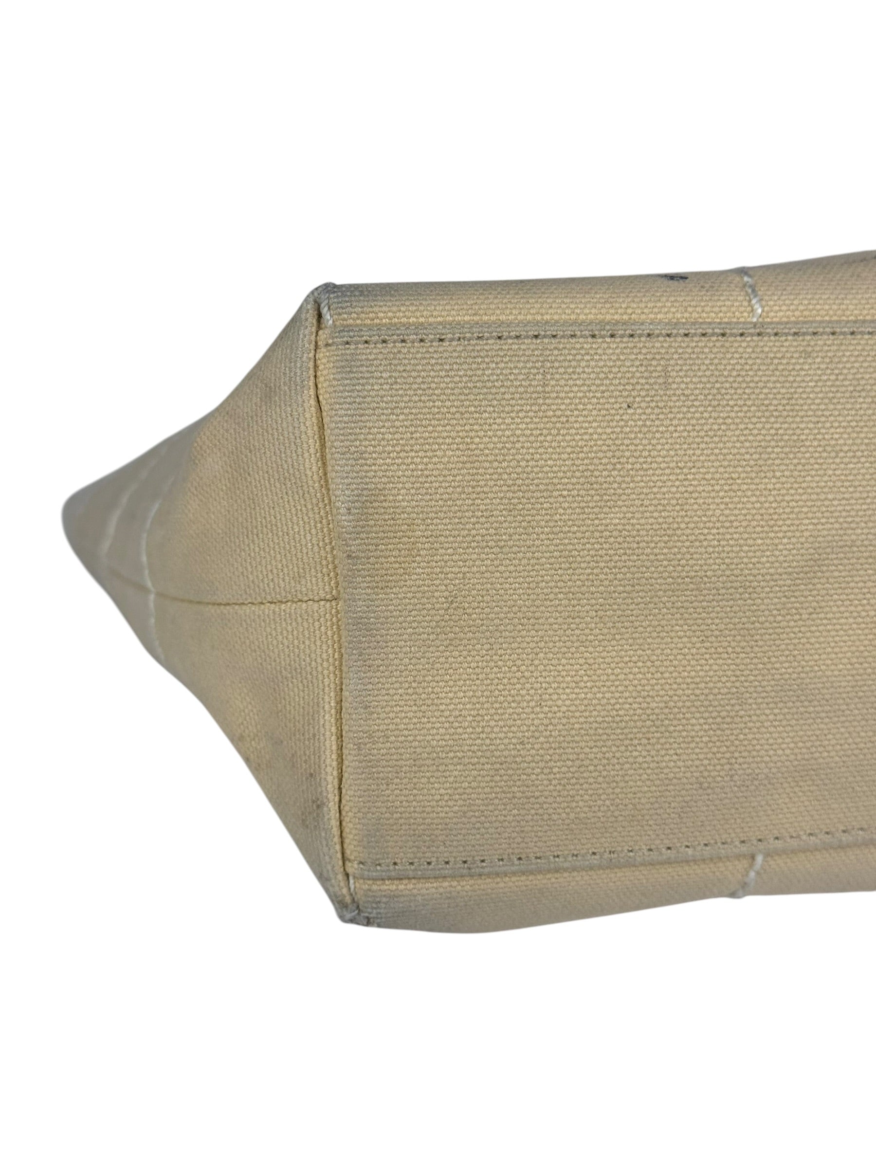 Chanel Vintage Beige Canvas Quilted Chocolate Bar Tote 2003