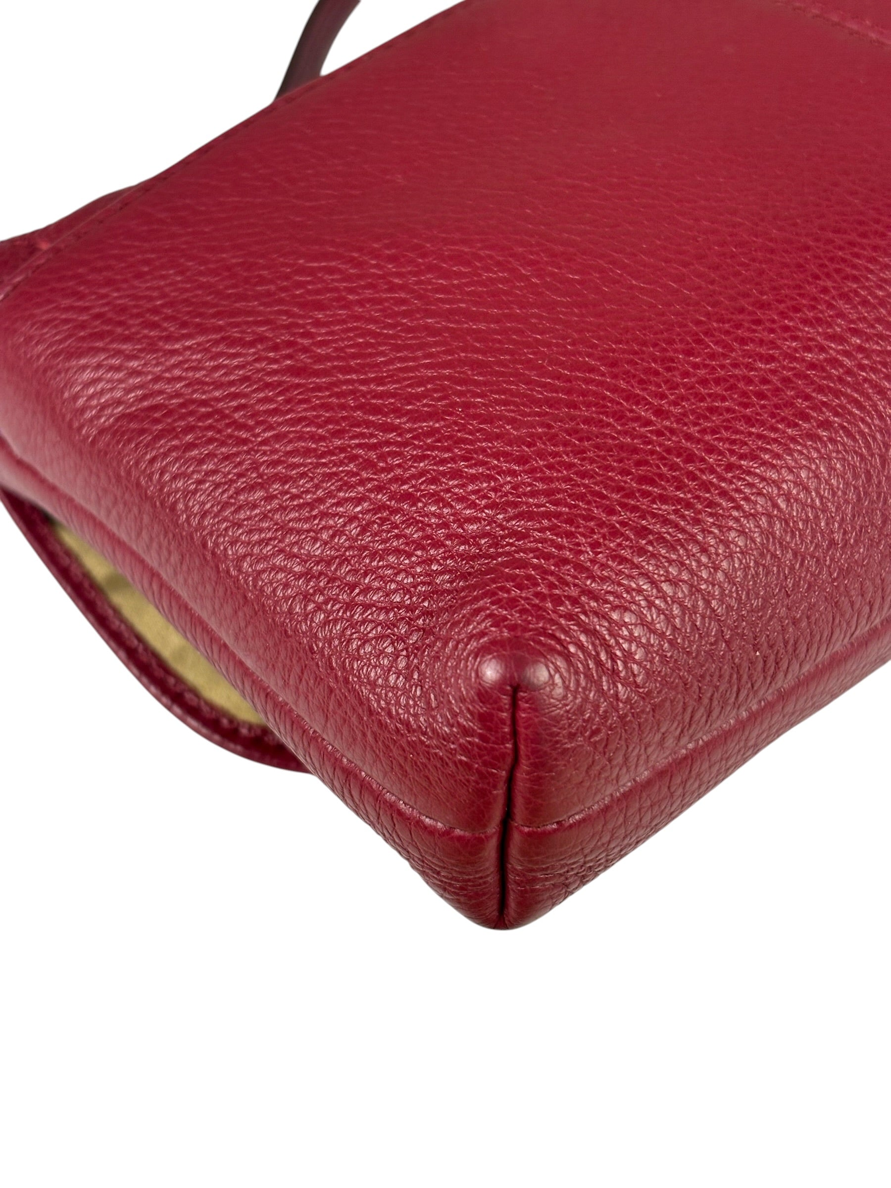 Coach Burgundy Pebbled Leather Flap Pochette