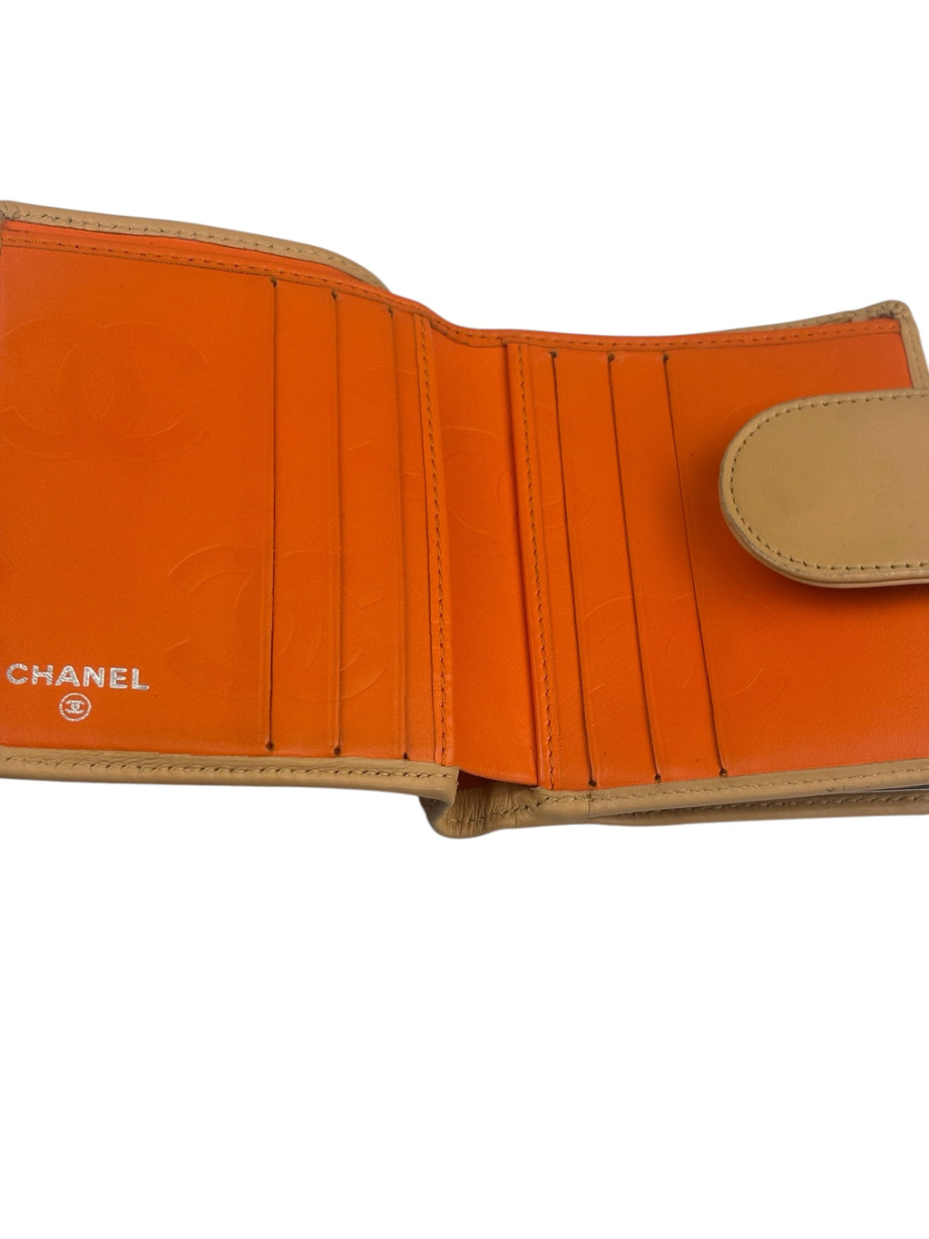 Chanel Beige Quilted Leather Cambon Line Bifold Wallet 2005