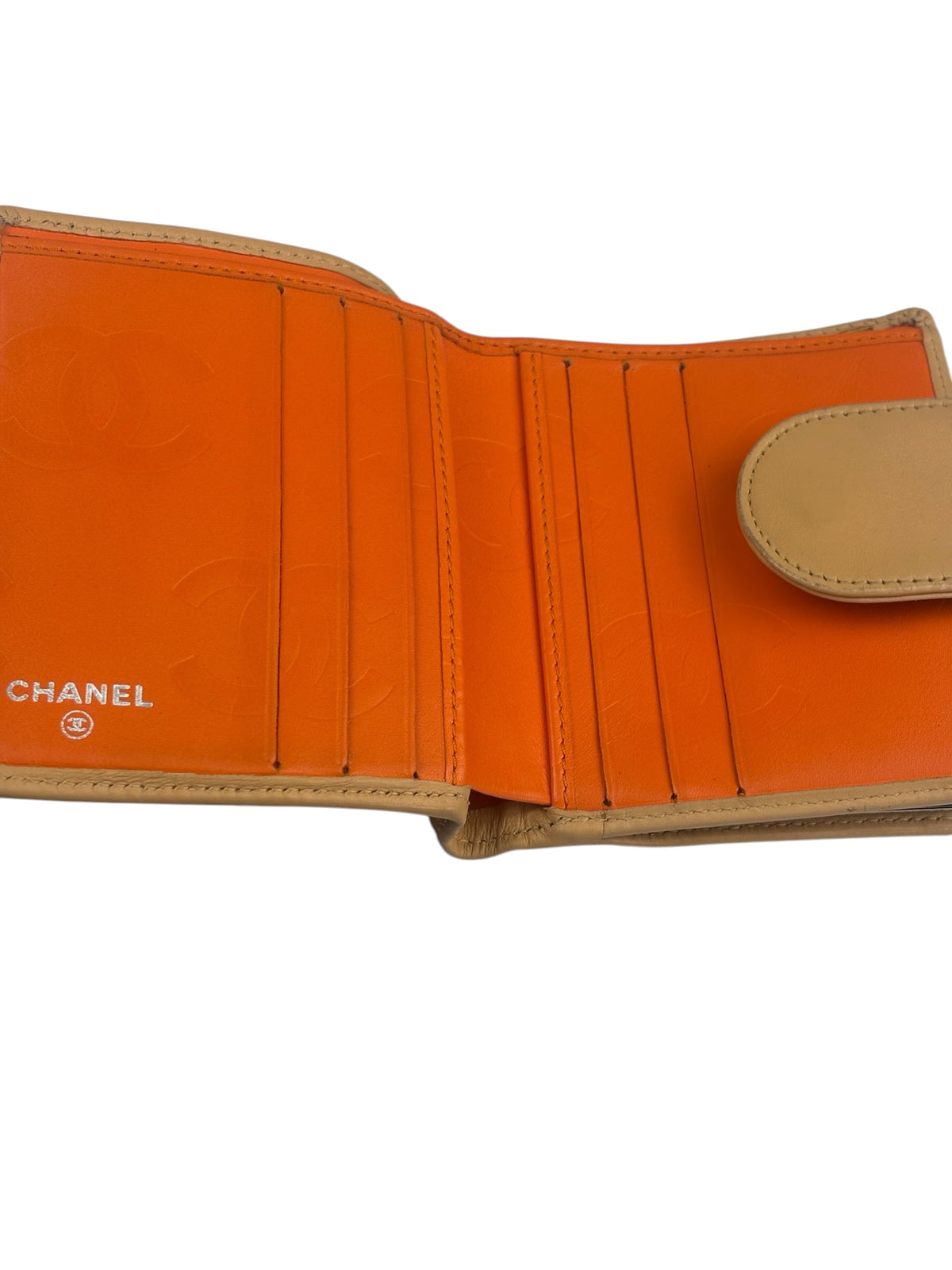 Chanel Beige Quilted Leather Cambon Line Bifold Wallet 2005