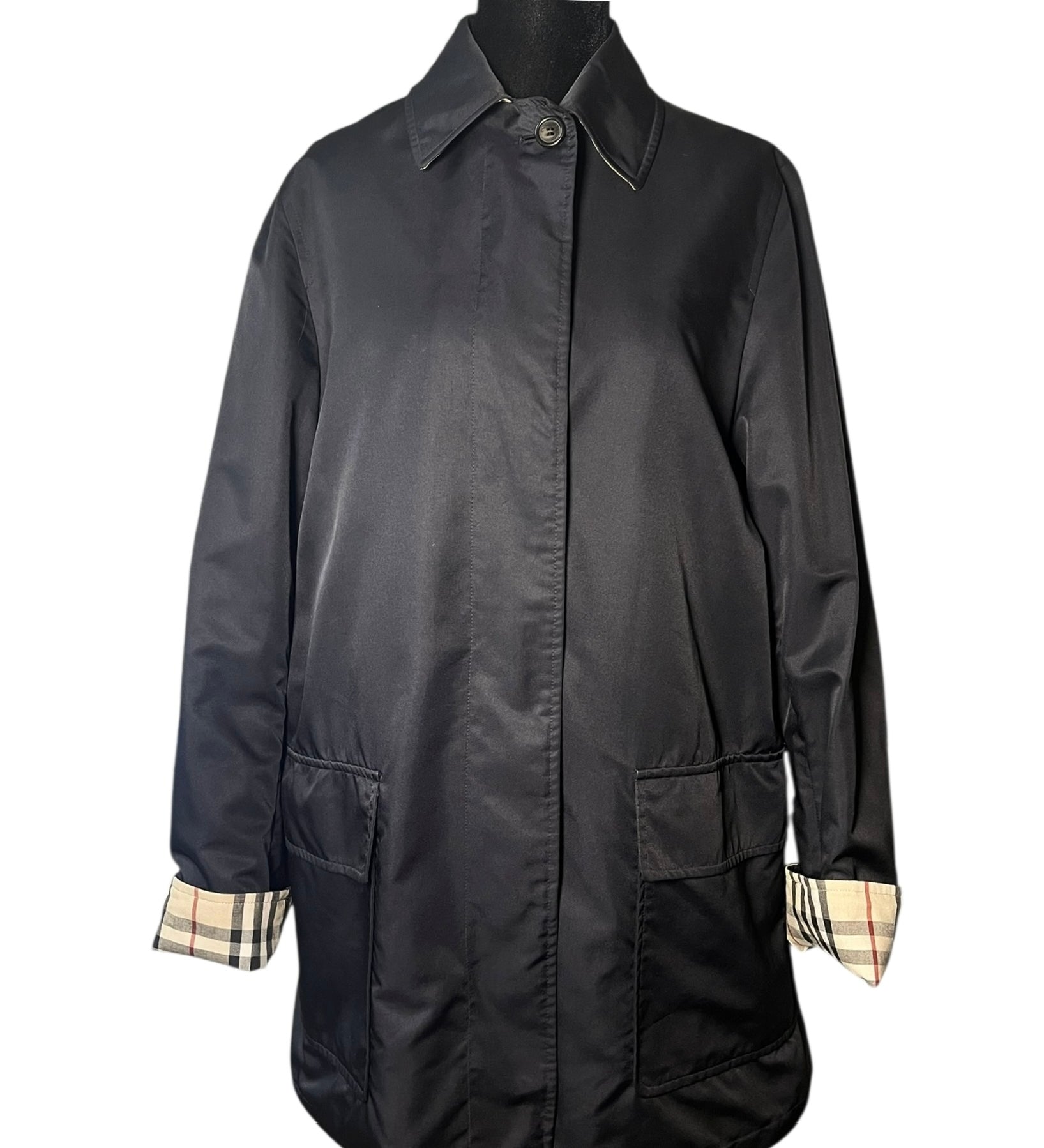 Burberry Black Button Up Coat