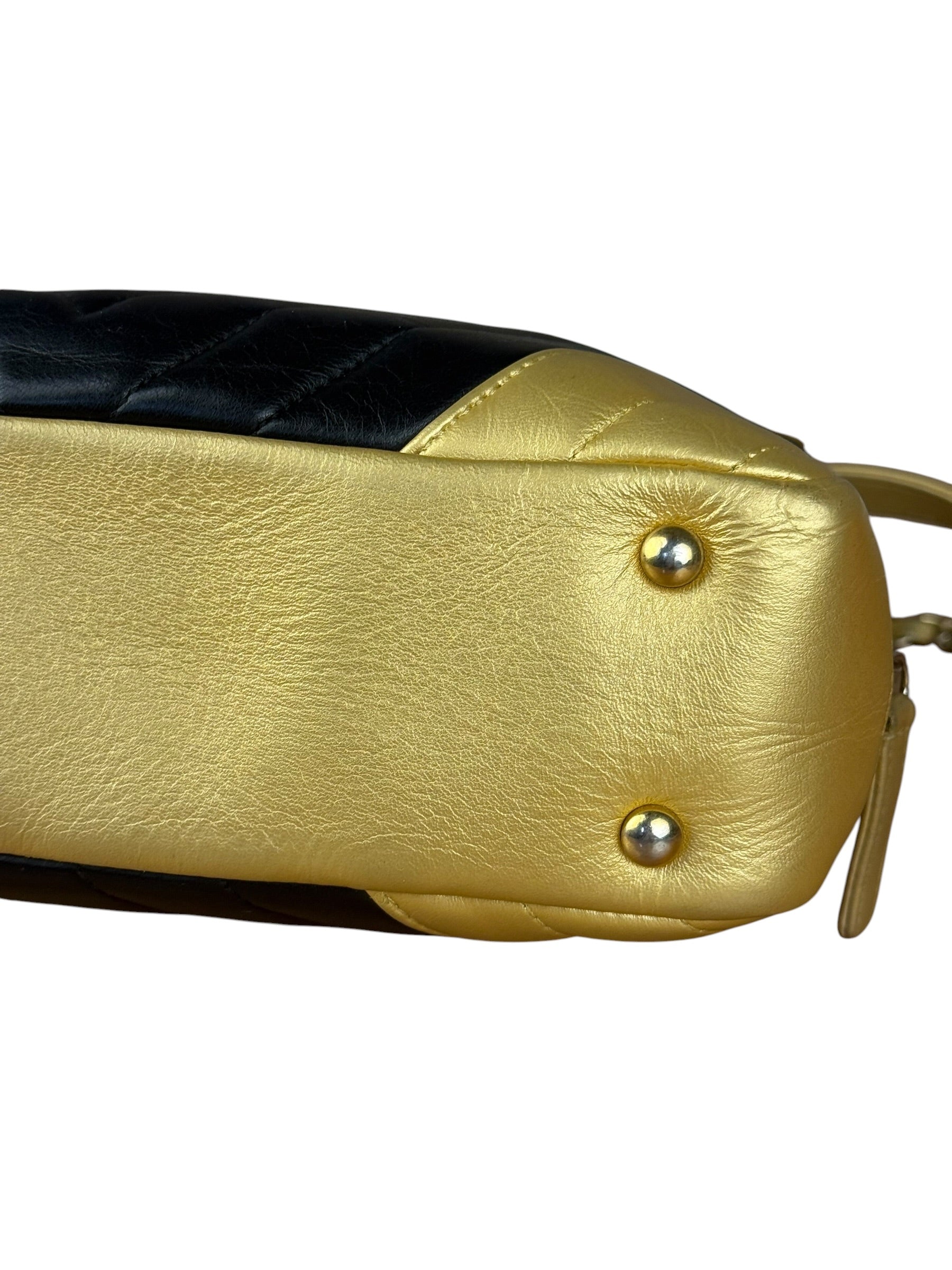 Chanel V Stitch Chevron Leather Black/Gold Chain Shoulder Bag 2014