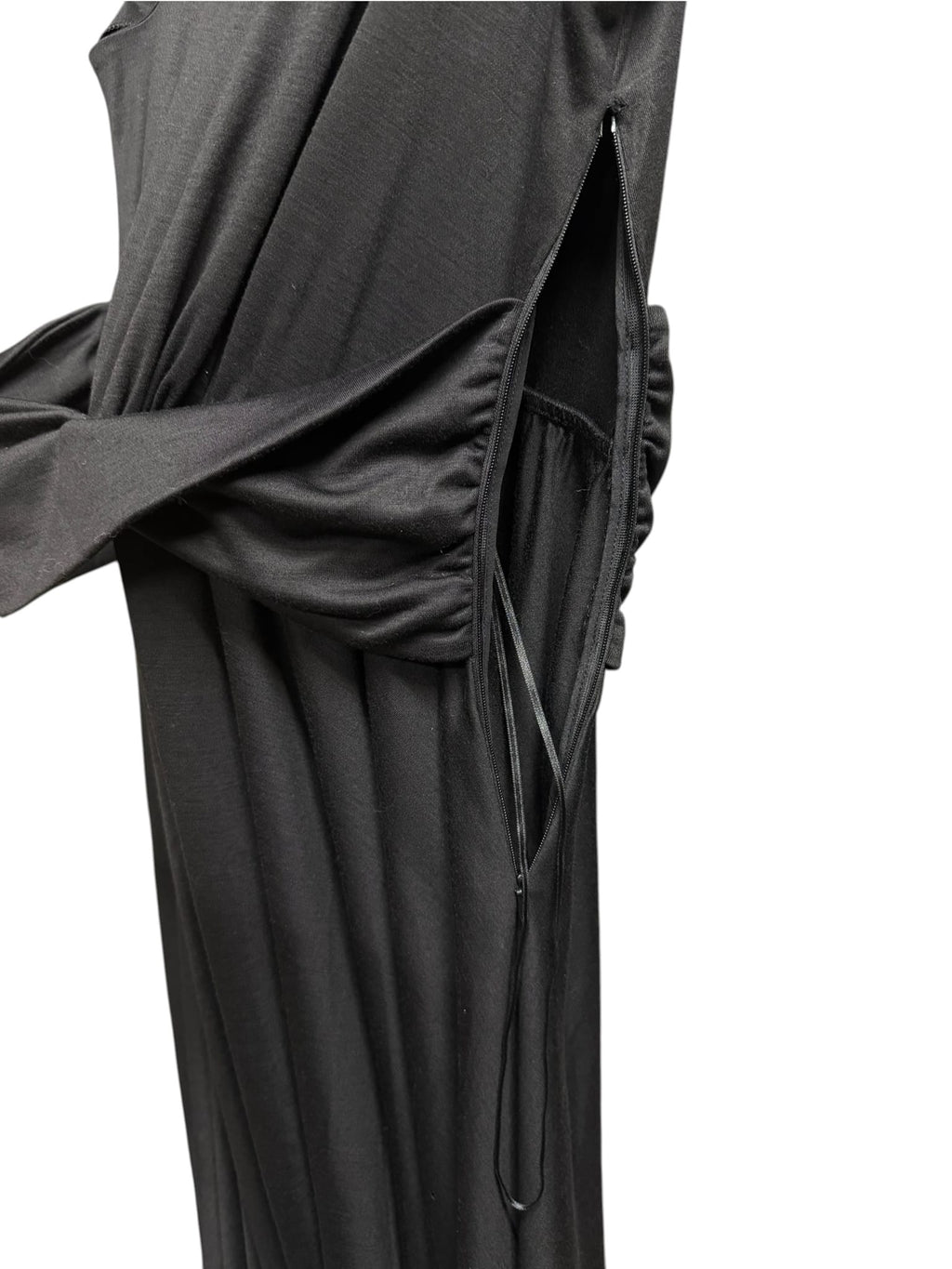 Vintage Salvatore Ferragamo Black Wool Blend Mid Length Dress