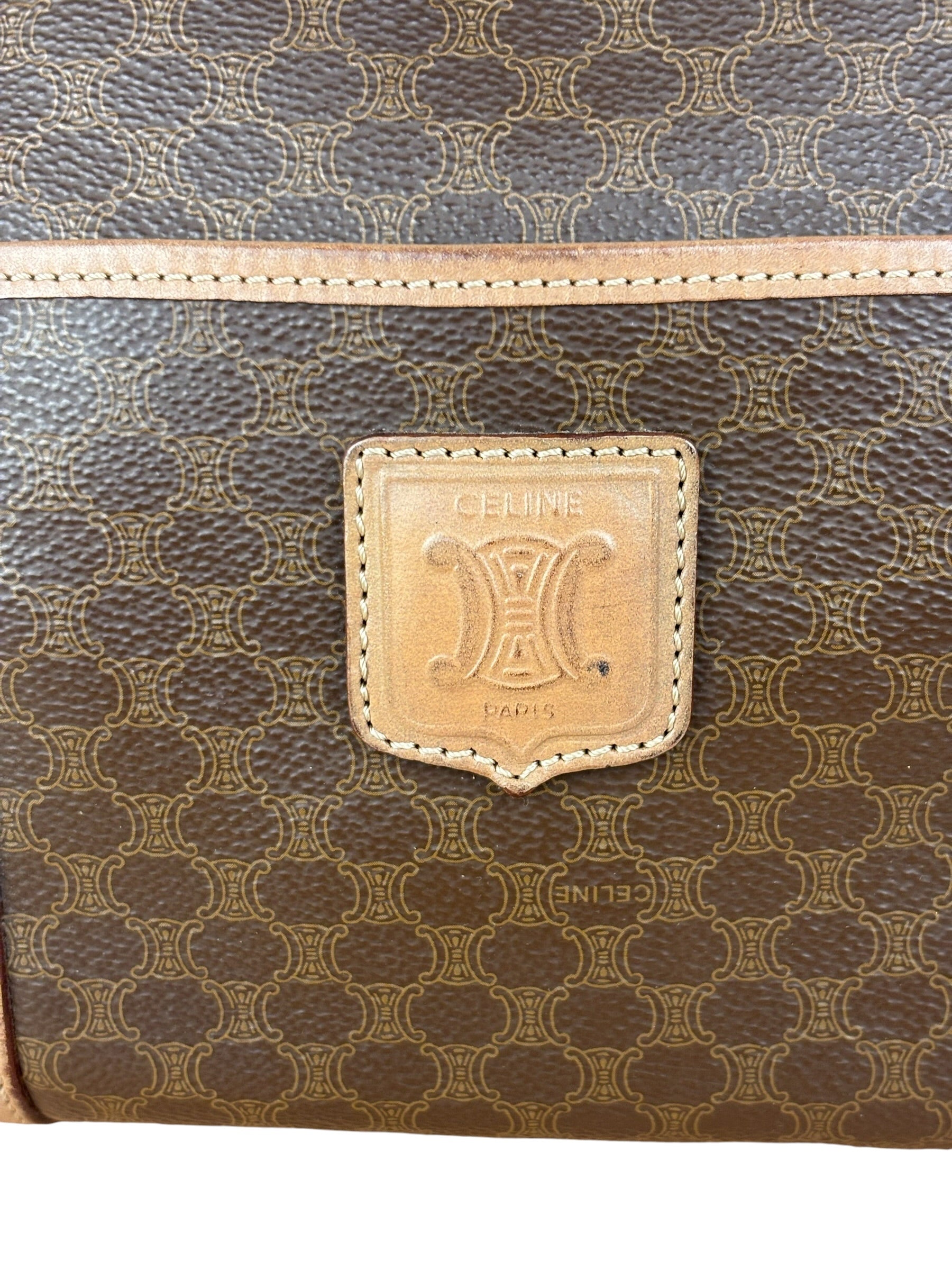 Celine Brown Leather Boston Handbag