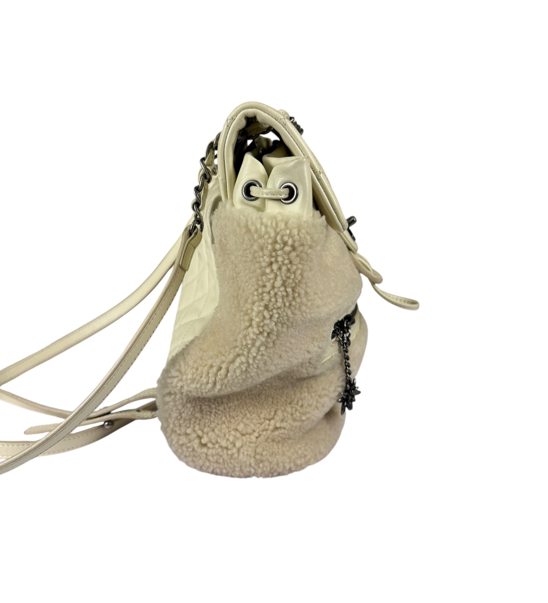 Chanel Cream Quilted Shearling Mountain Paris-Salzburg Small Backpack 2015