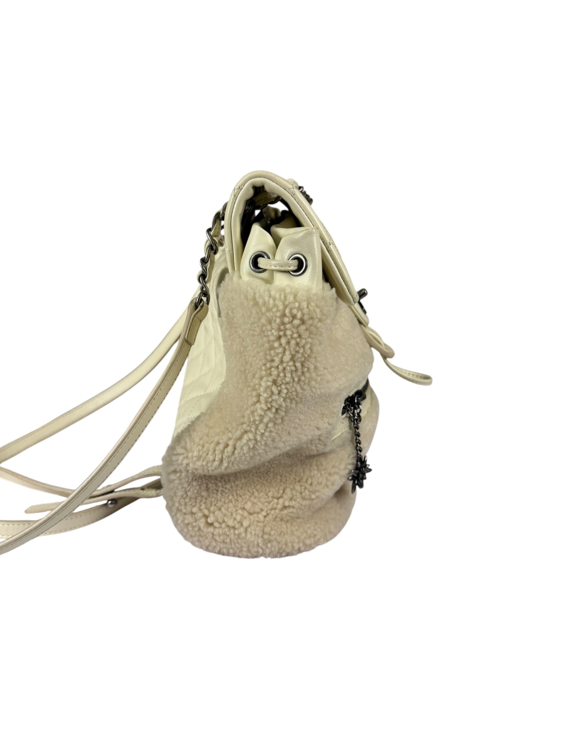 Chanel Cream Quilted Shearling Mountain Paris-Salzburg Small Backpack 2015