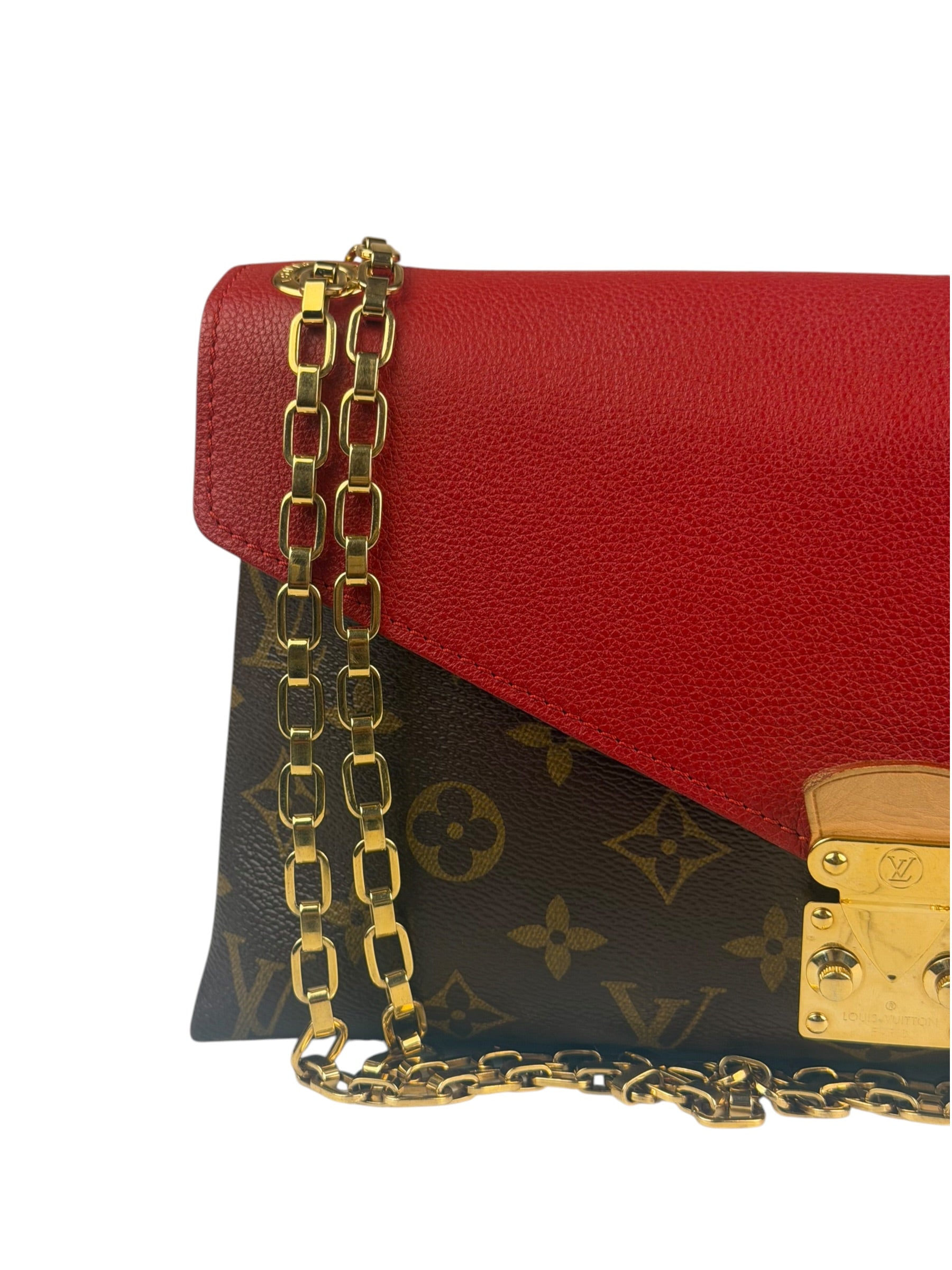 Louis Vuitton LV Monogram Red Leather Pallas Chain Bag