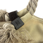 Chanel Vintage Beige Denim/Leather Trim Camellia Rope Tote
