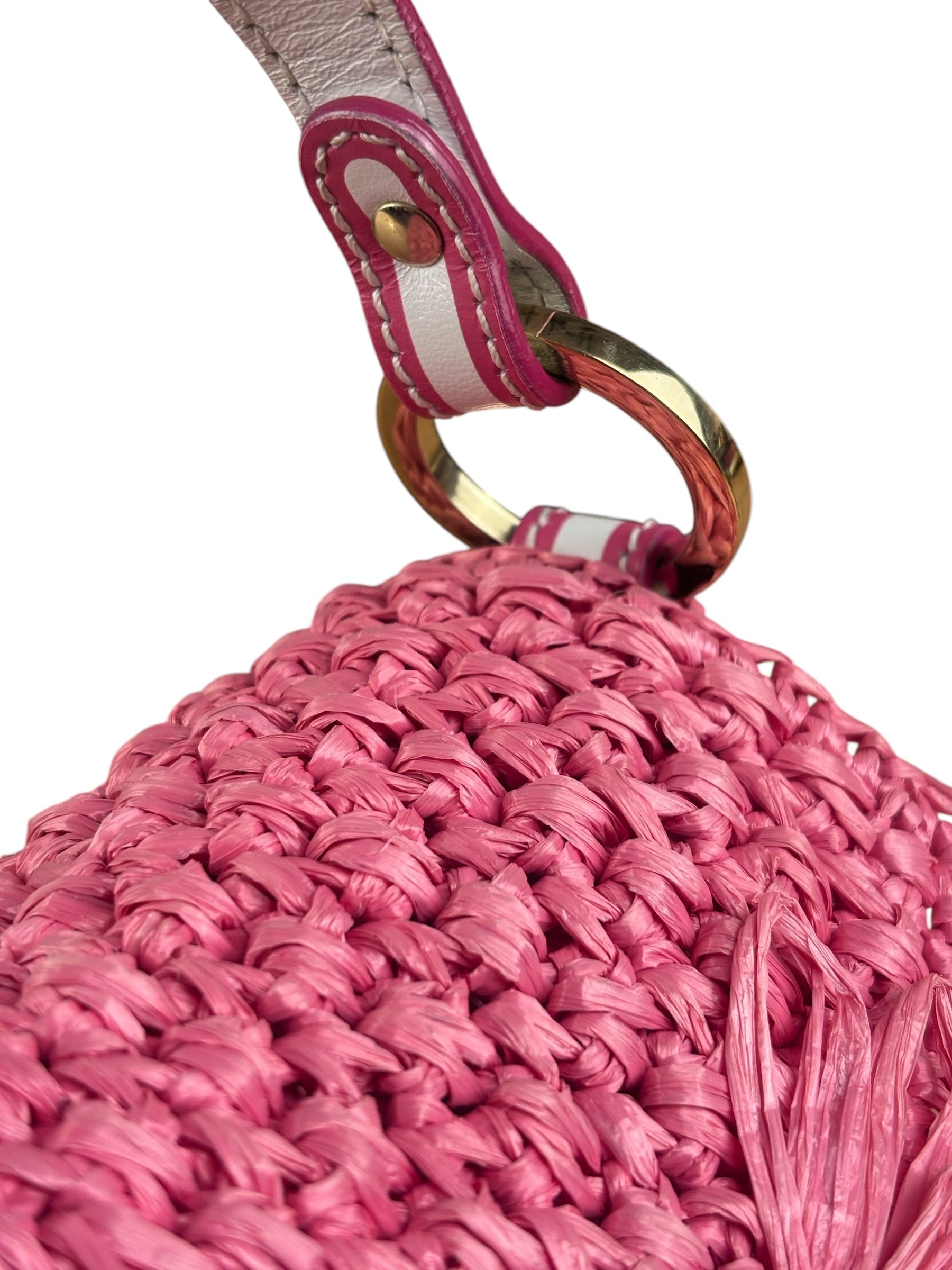 Fendi Pink Raffia Mini Chef Bag
