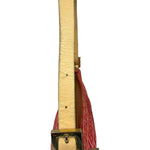 Fendi Pink/Red Zucca Leather Trim Pochette
