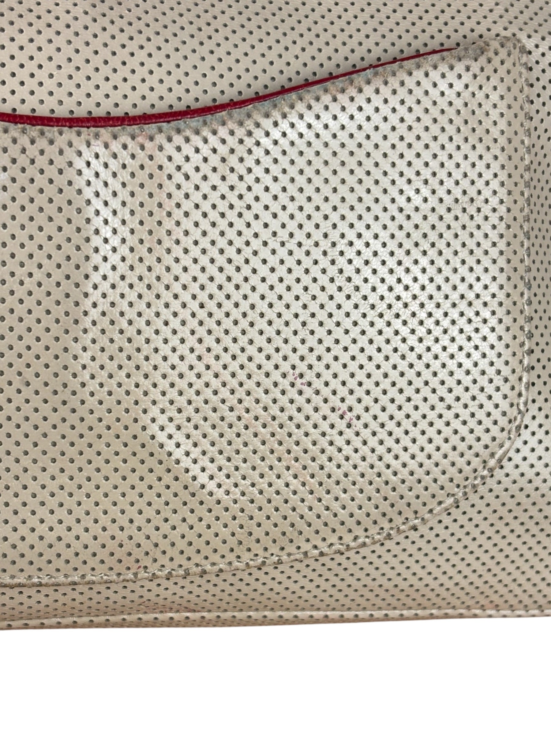 Chanel Beige Perforated Leather CC Flap Bag 2001