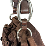 Yves Saint Laurent Brown Suede/Leather Trim Naja Rose Petal Hobo Bag
