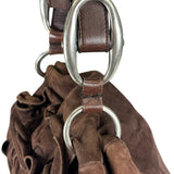 Yves Saint Laurent Brown Suede/Leather Trim Naja Rose Petal Hobo Bag