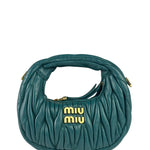 Miu Miu Dark Green Nappa Leather Wander Matelasse Micro Hobo Bag