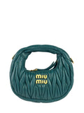 Miu Miu Dark Green Nappa Leather Wander Matelasse Micro Hobo Bag