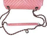 Chanel Pink Chevron Lambskin Flap Bag 2015