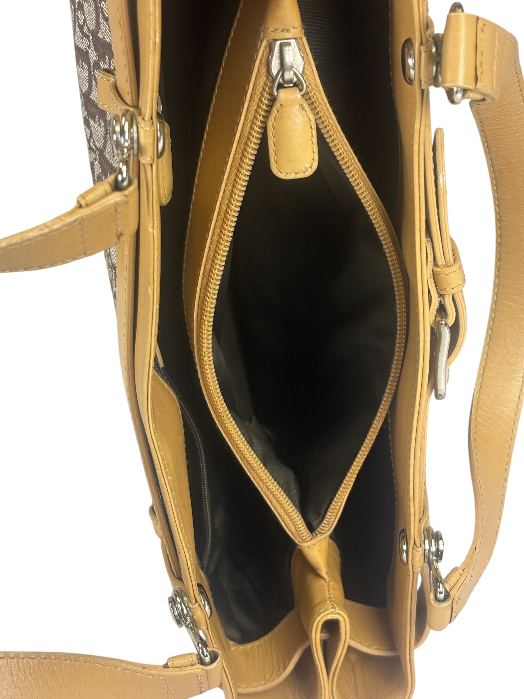 Christian Dior Cloth/Leather Trim Trotter Top Handle Tote