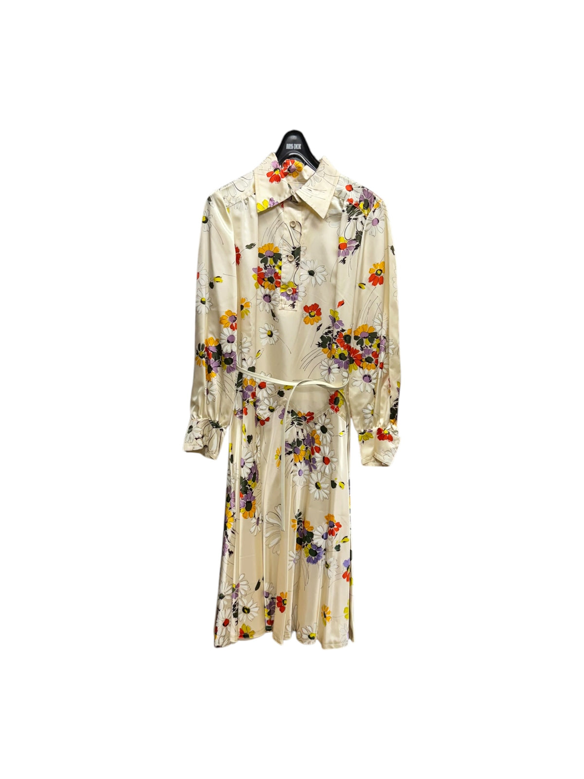 Christian Dior Cream Floral Miss Dior Satin Shirt Dress