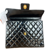 Chanel CC Black Patent Quilted Flap Briefcase Handbag '95